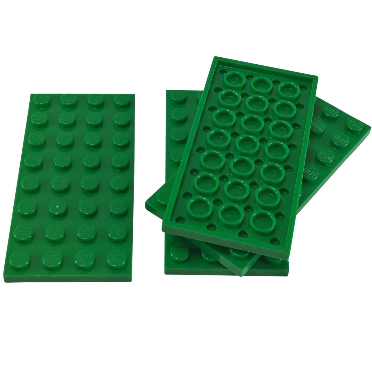 LEGO® Piastra 4 x 8 (3035) pezzo base rettangolare per creare piattaforme robuste e supporto strutturale in verde.