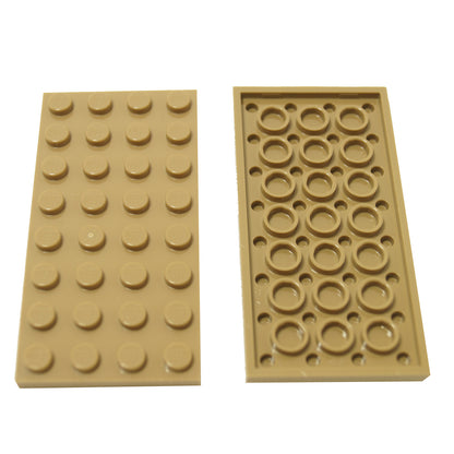 LEGO® Piastra 4 x 8 (3035) pezzo base rettangolare per creare piattaforme robuste e supporto strutturale in beige.