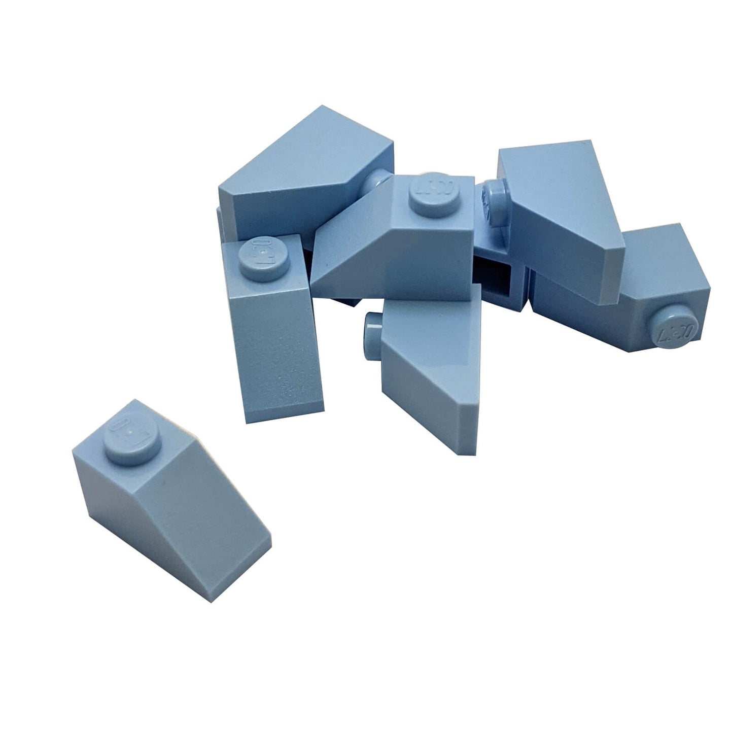 Bright light blue 2x1 slope 45 degree brick part 3040 angled building piece
