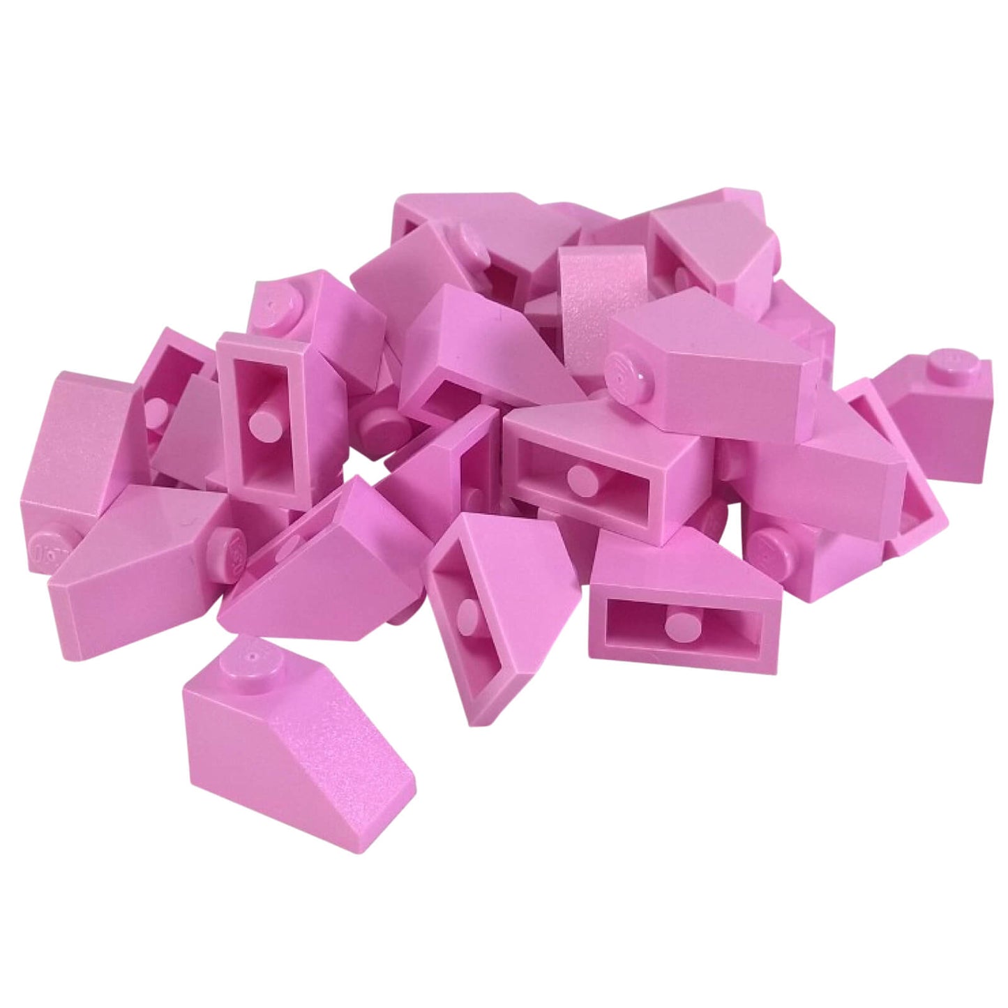 Bright pink 2x1 slope 45 degree brick part 3040 angled building piece
