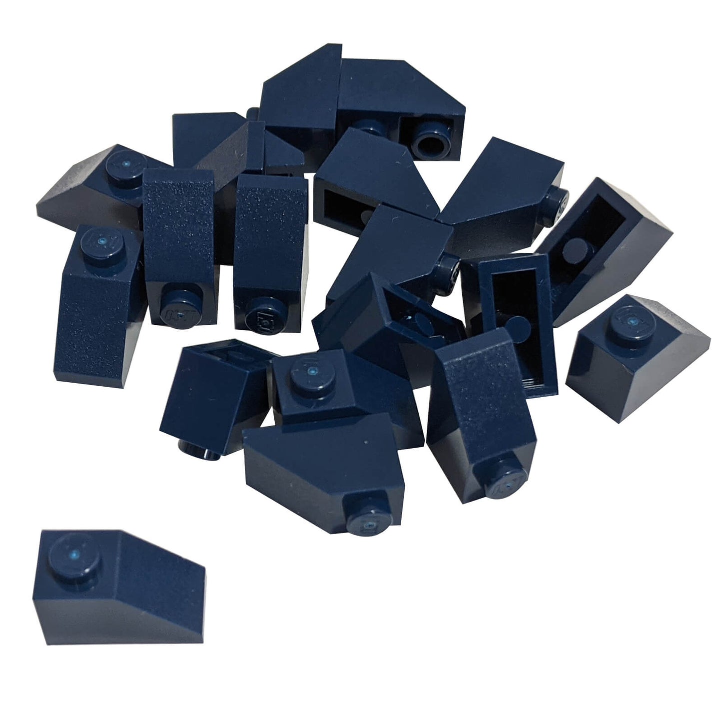 Dark blue 2x1 slope 45 degree brick part 3040 angled building piece
