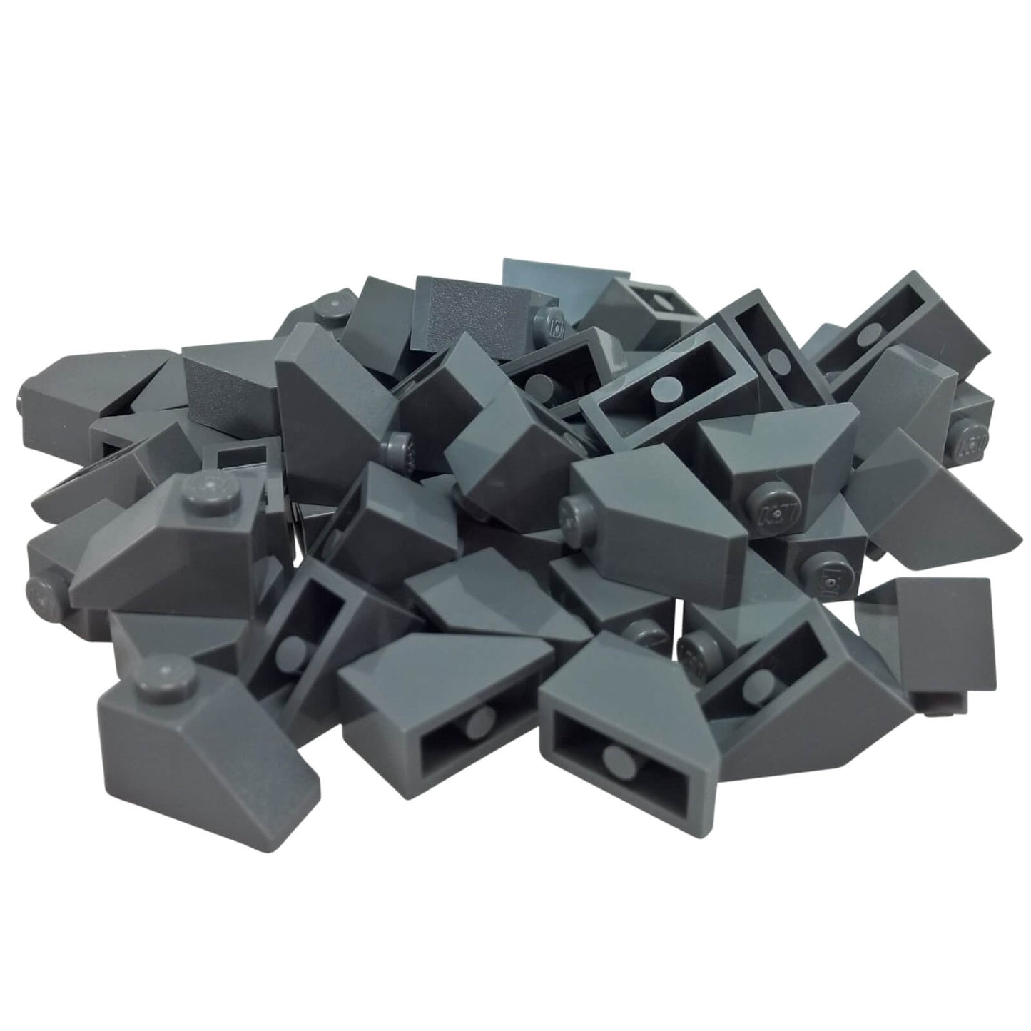 Dark bluish gray 2x1 slope 45 degree brick part 3040 angled building piece
``
