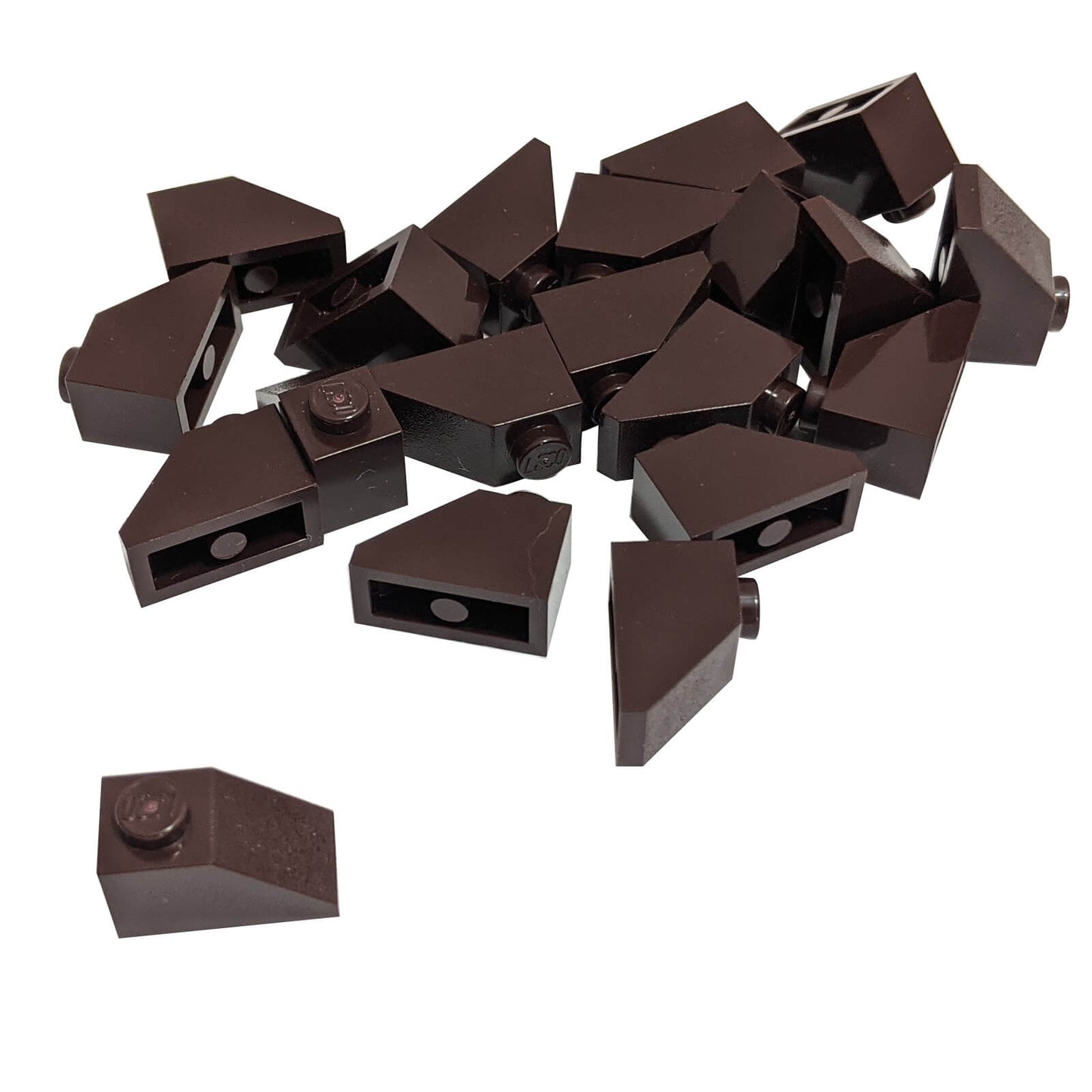 Dark brown 2x1 slope 45 degree brick part 3040 angled building piece
