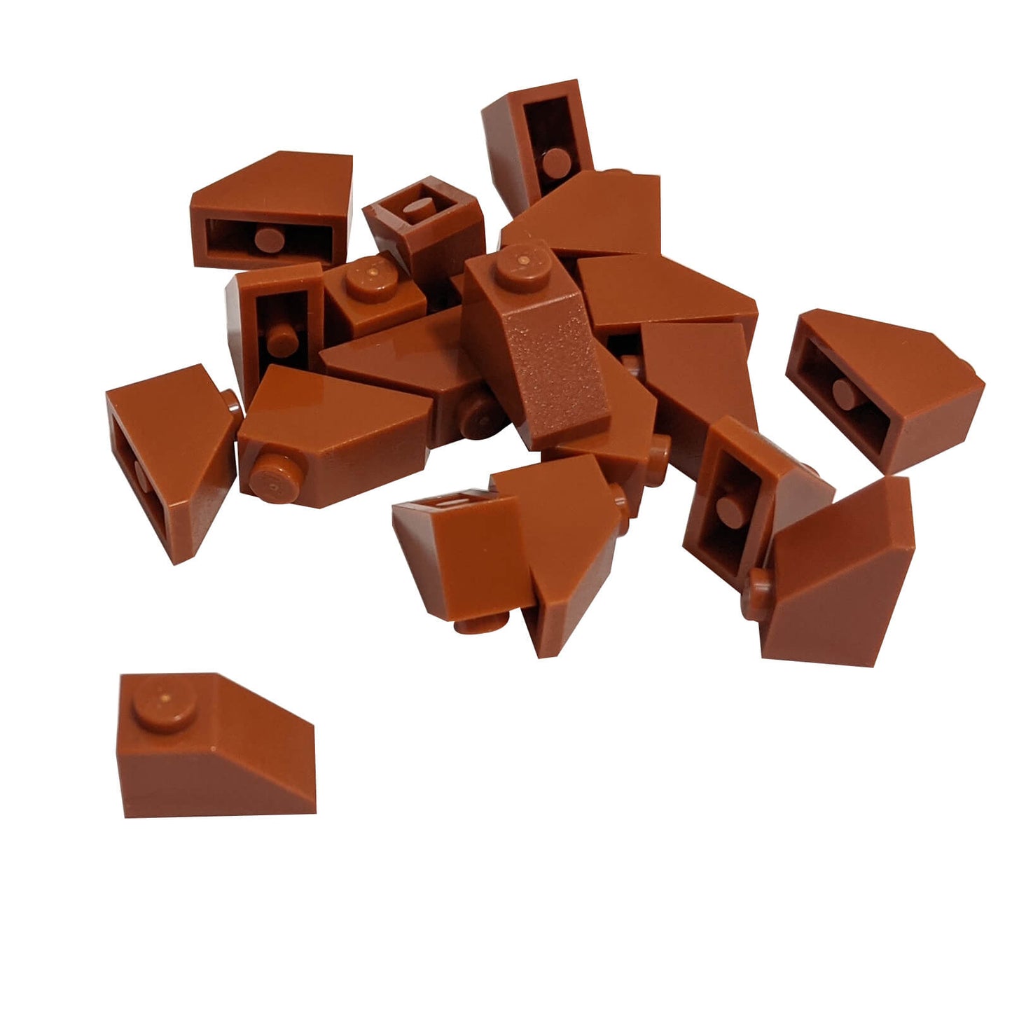 Dark orange 2x1 slope 45 degree brick part 3040 angled building piece
