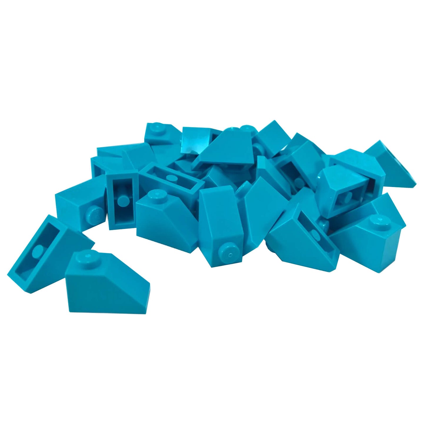 Medium azure 2x1 slope 45 degree brick part 3040 angled building piece

