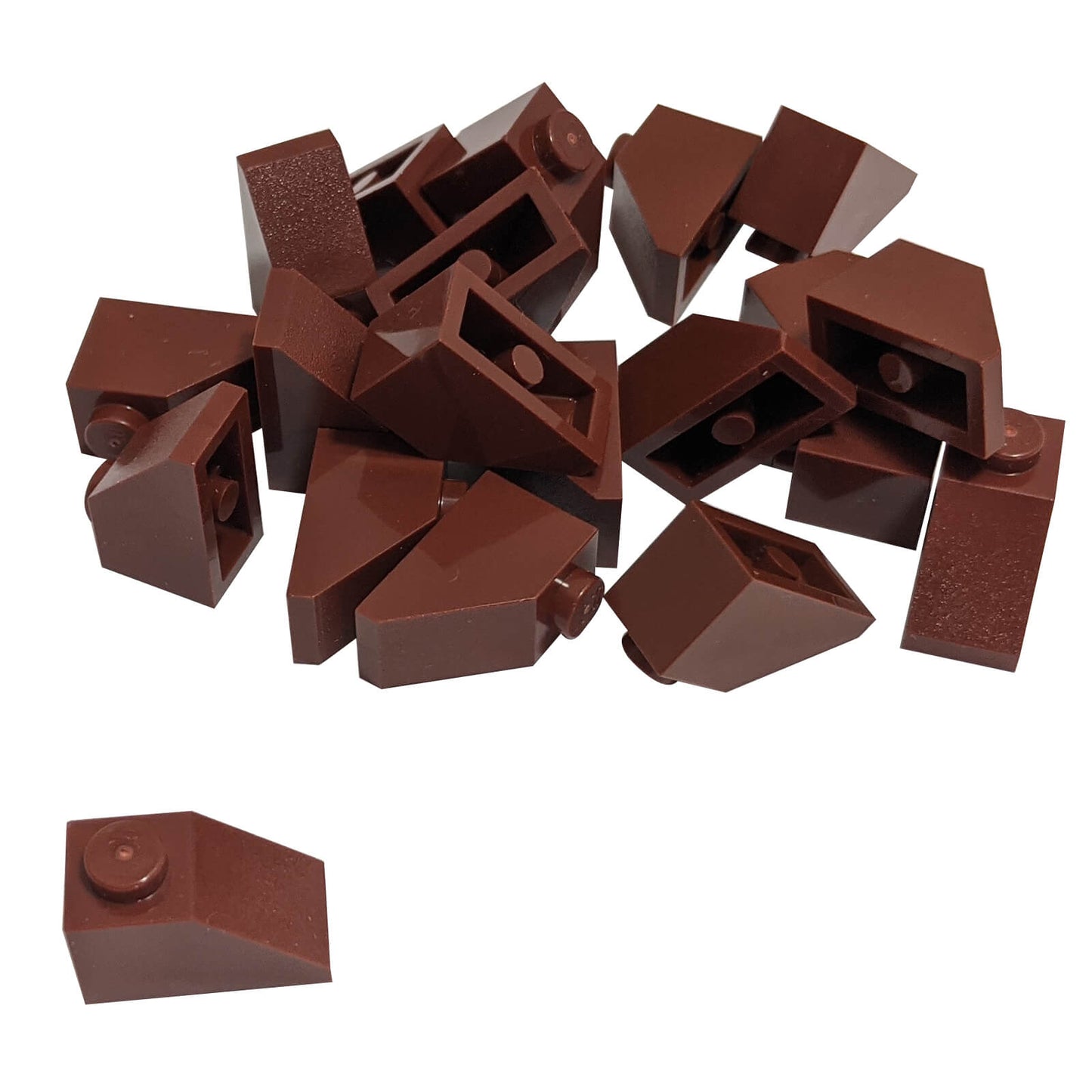 Reddish brown 2x1 slope 45 degree brick part 3040 angled building piece
