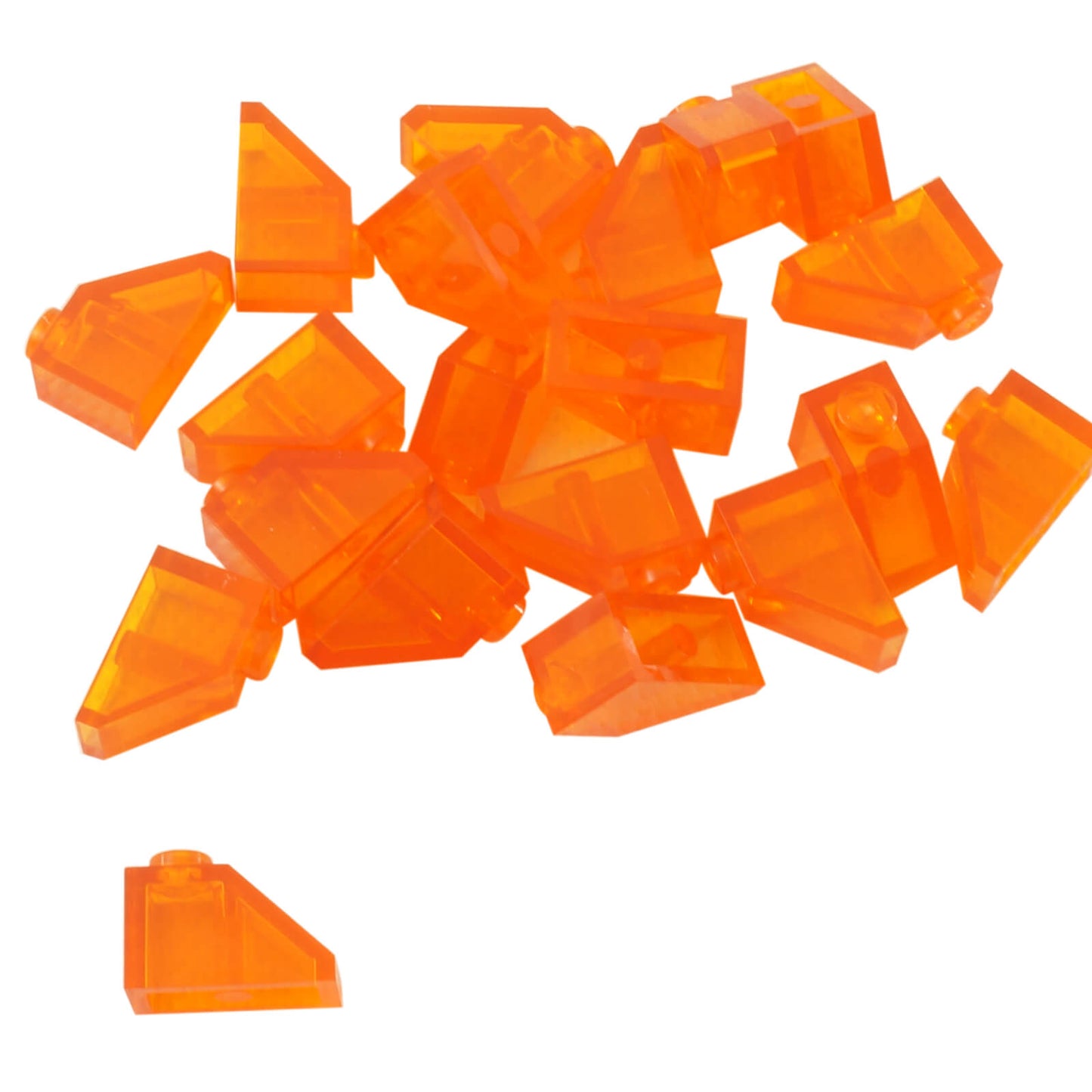 Transparent orange 2x1 slope 45 degree brick part 3040 angled building piece
