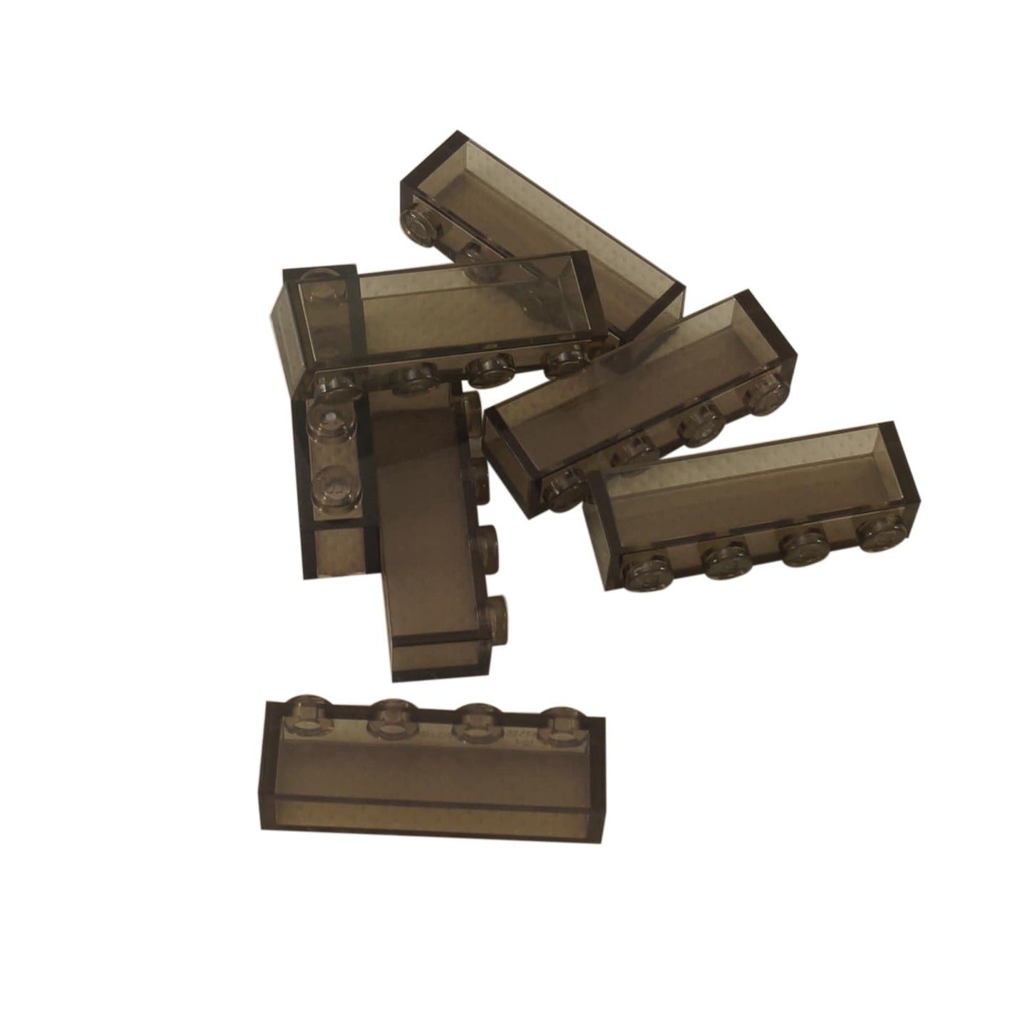 LEGO kostka 1x4 (3066), průhledná černá, bez spodních trubiček.