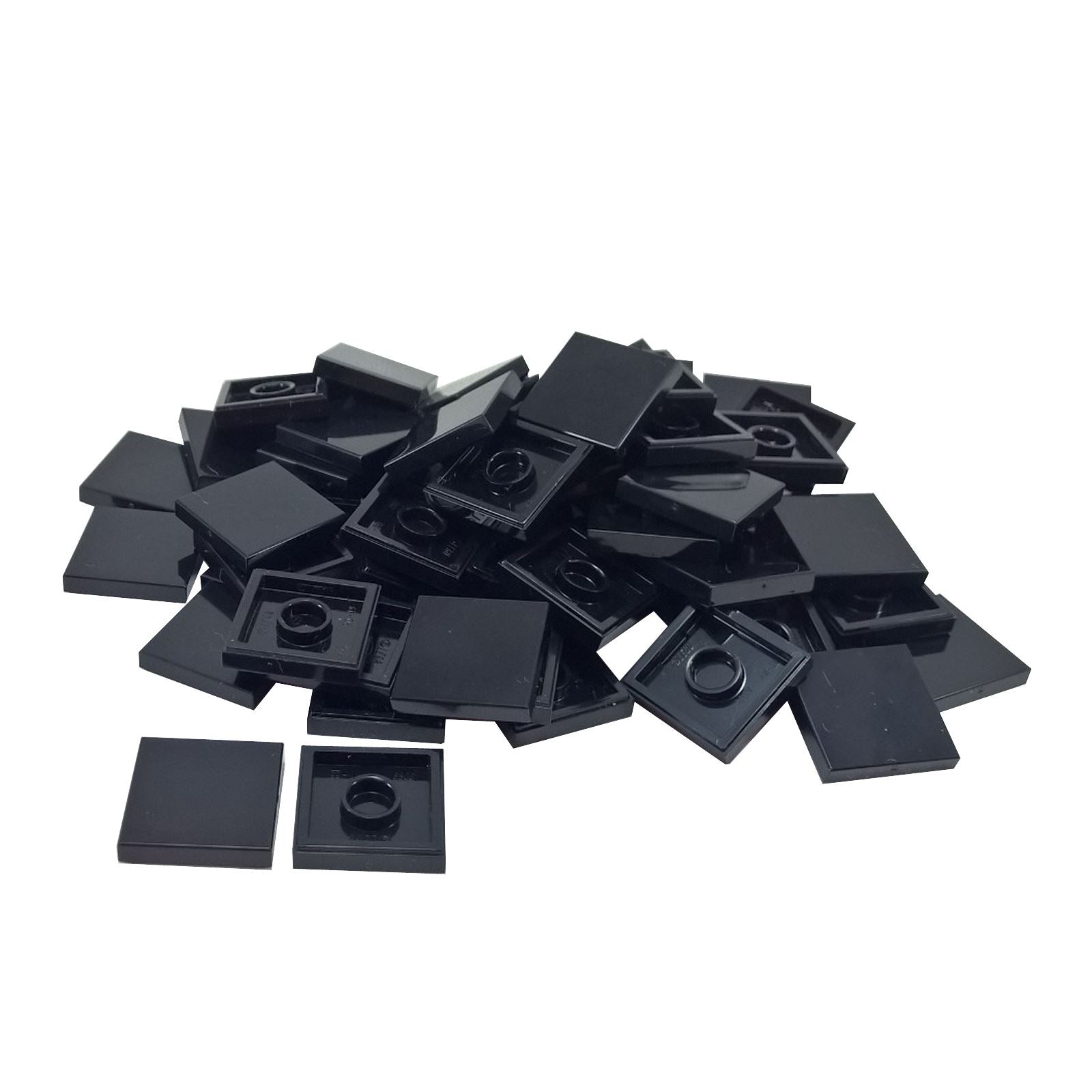 LEGO Tile 2 x 2 part 3068 with smooth square top and underside connection ring black