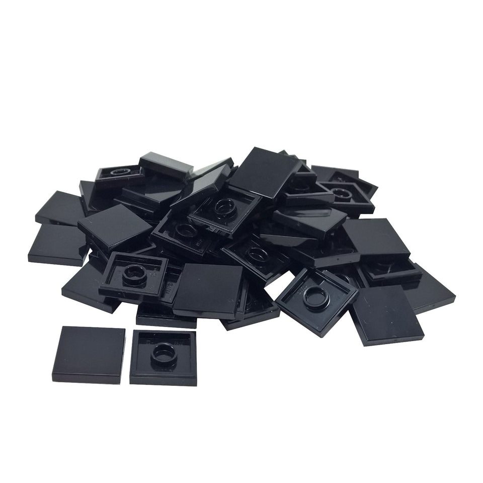 LEGO Tile 2 x 2 part 3068 with smooth square top and underside connection ring black