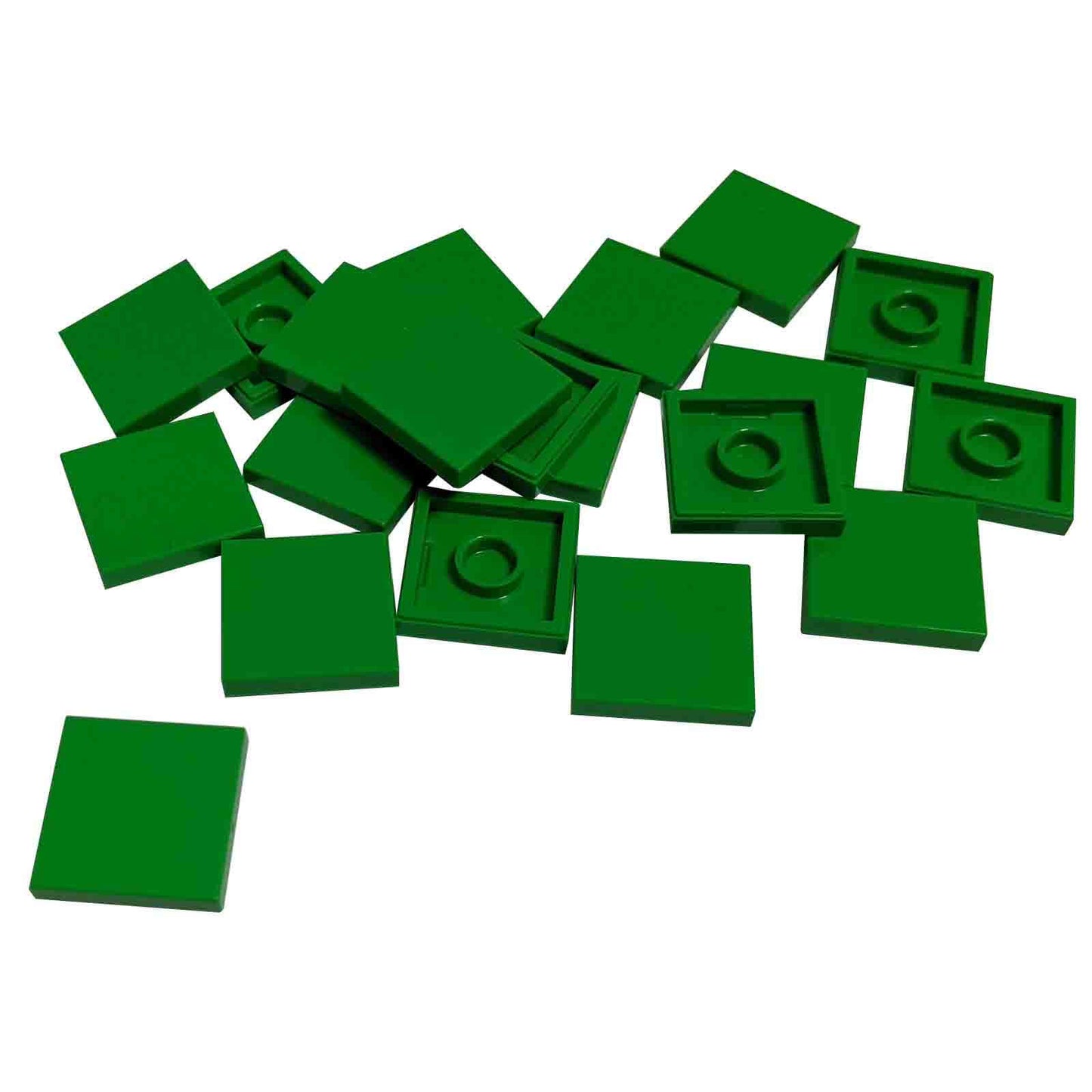 LEGO Tile 2 x 2 part 3068 with smooth square top and underside connection ring bright green