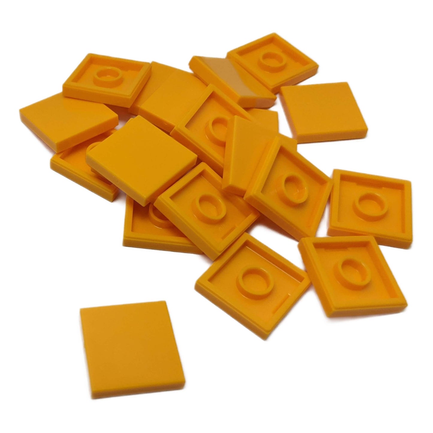 LEGO Tile 2 x 2 part 3068 with smooth square top and underside connection ring bright light orange