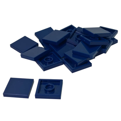 LEGO Tile 2 x 2 part 3068 with smooth square top and underside connection ring dark blue