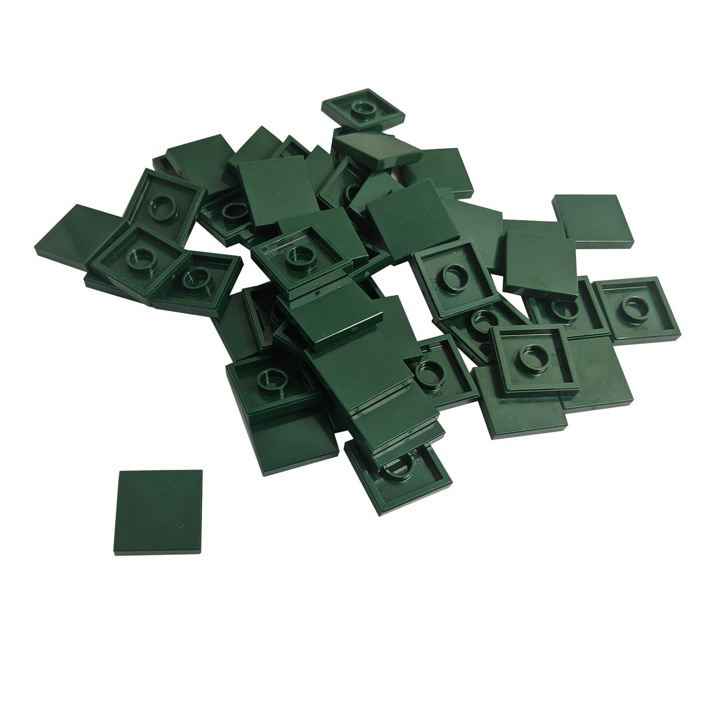 LEGO Tile 2 x 2 part 3068 with smooth square top and underside connection ring dark green