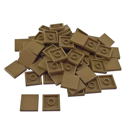 LEGO Tile 2 x 2 part 3068 with smooth square top and underside connection ring dark tan