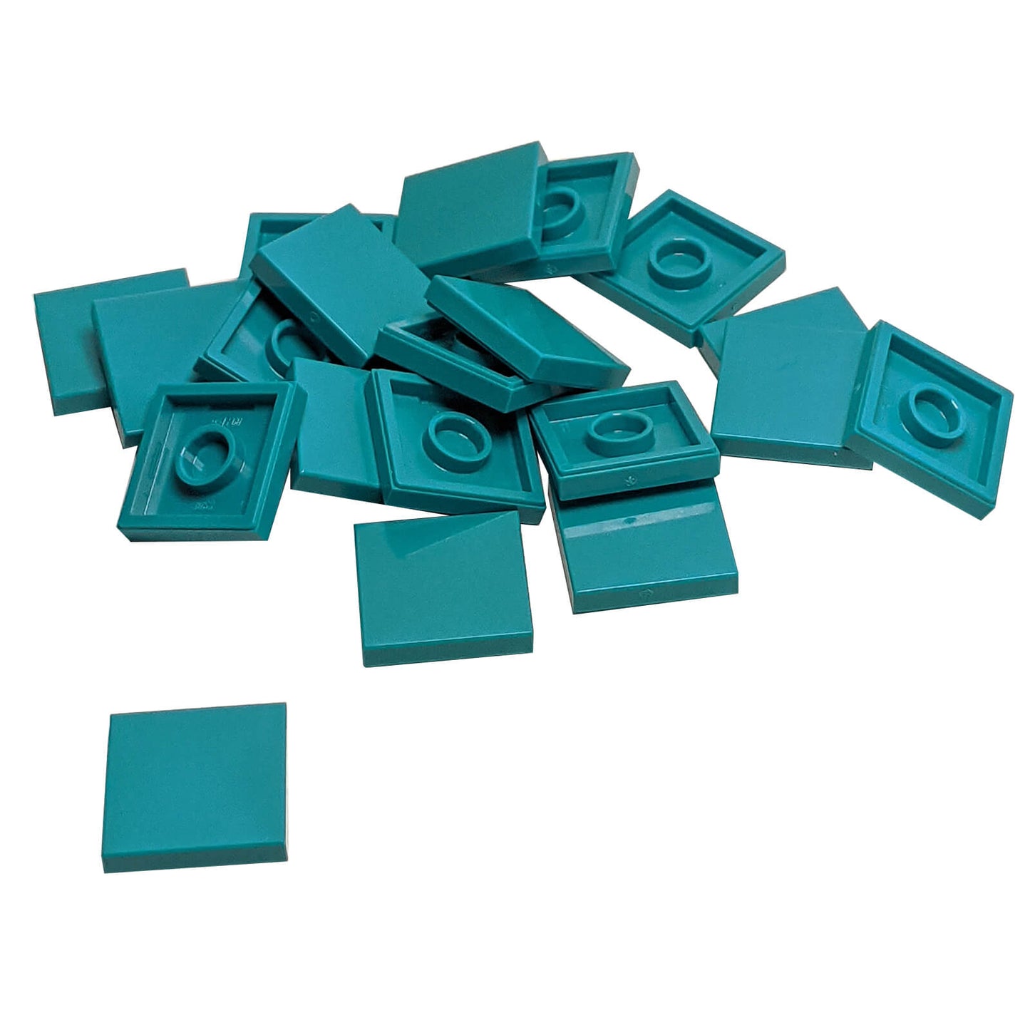 LEGO Tile 2 x 2 part 3068 with smooth square top and underside connection ring dark turquoise