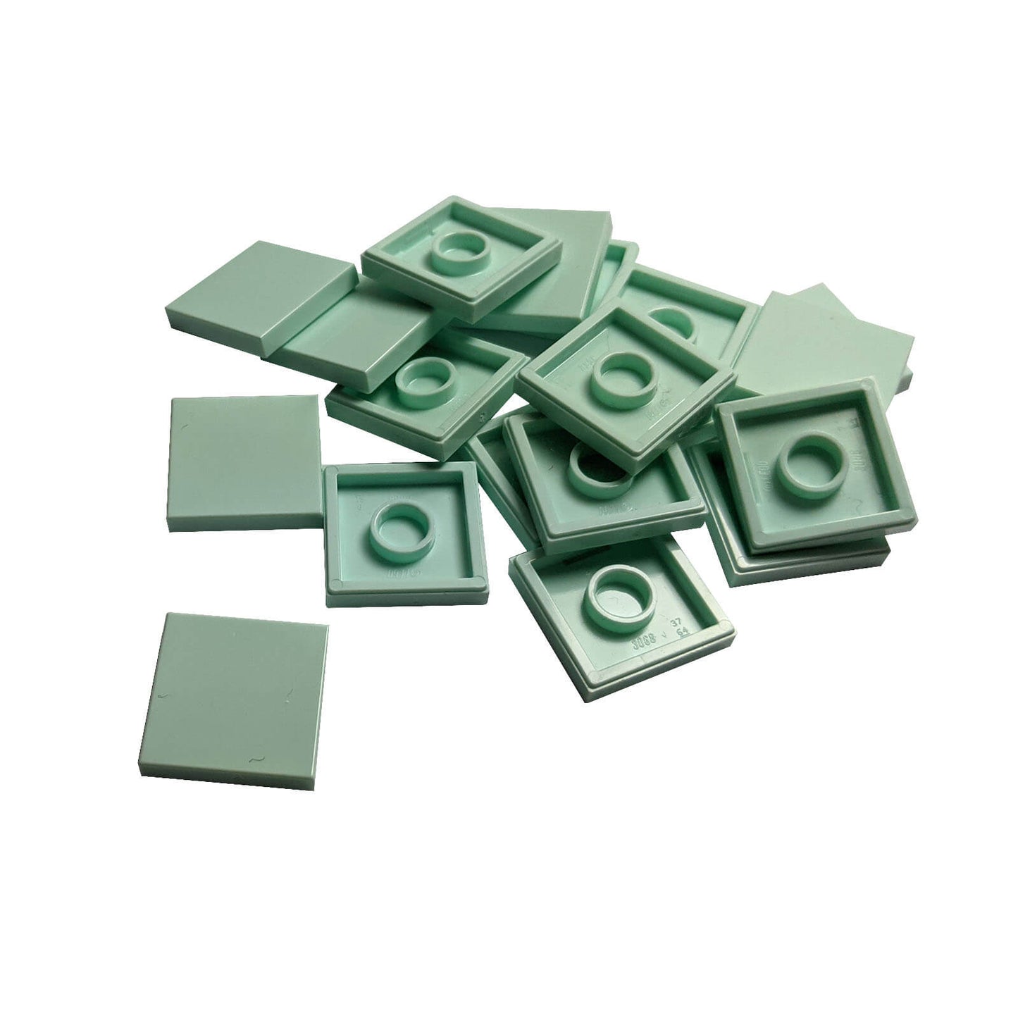 LEGO Tile 2 x 2 part 3068 with smooth square top and underside connection ring light aqua