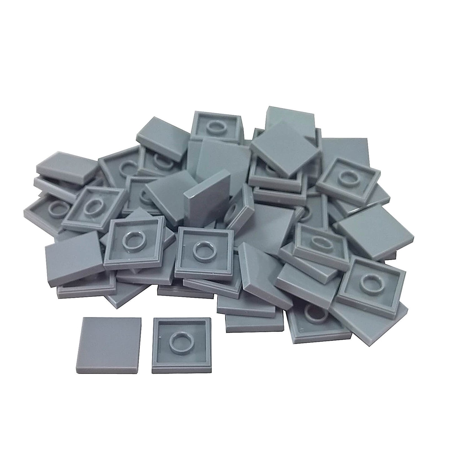 LEGO Tile 2 x 2 part 3068 with smooth square top and underside connection ring light bluish gray