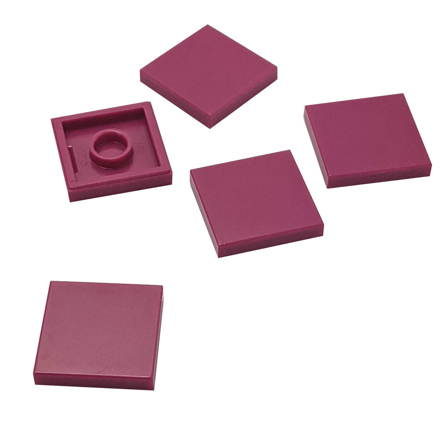 LEGO Tile 2 x 2 part 3068 with smooth square top and underside connection ring magenta