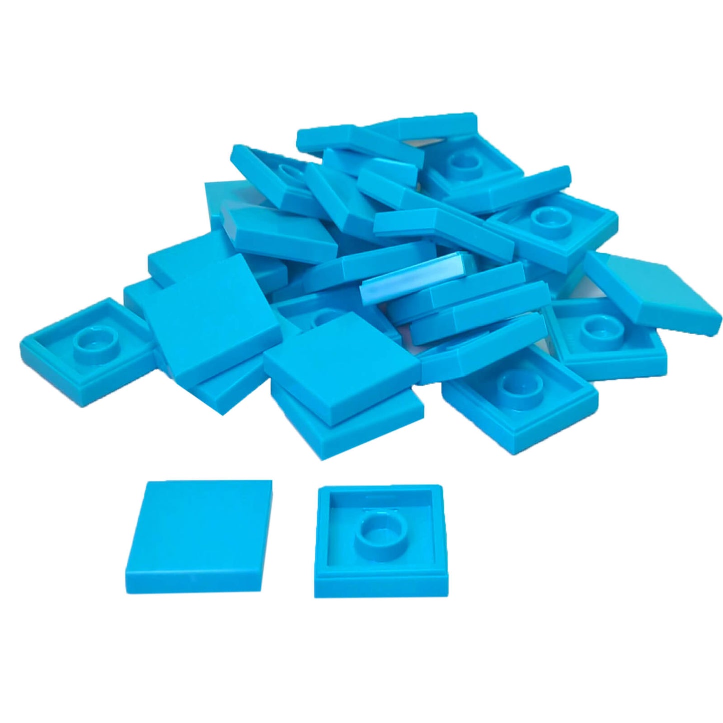LEGO Tile 2 x 2 part 3068 with smooth square top and underside connection ring medium azure