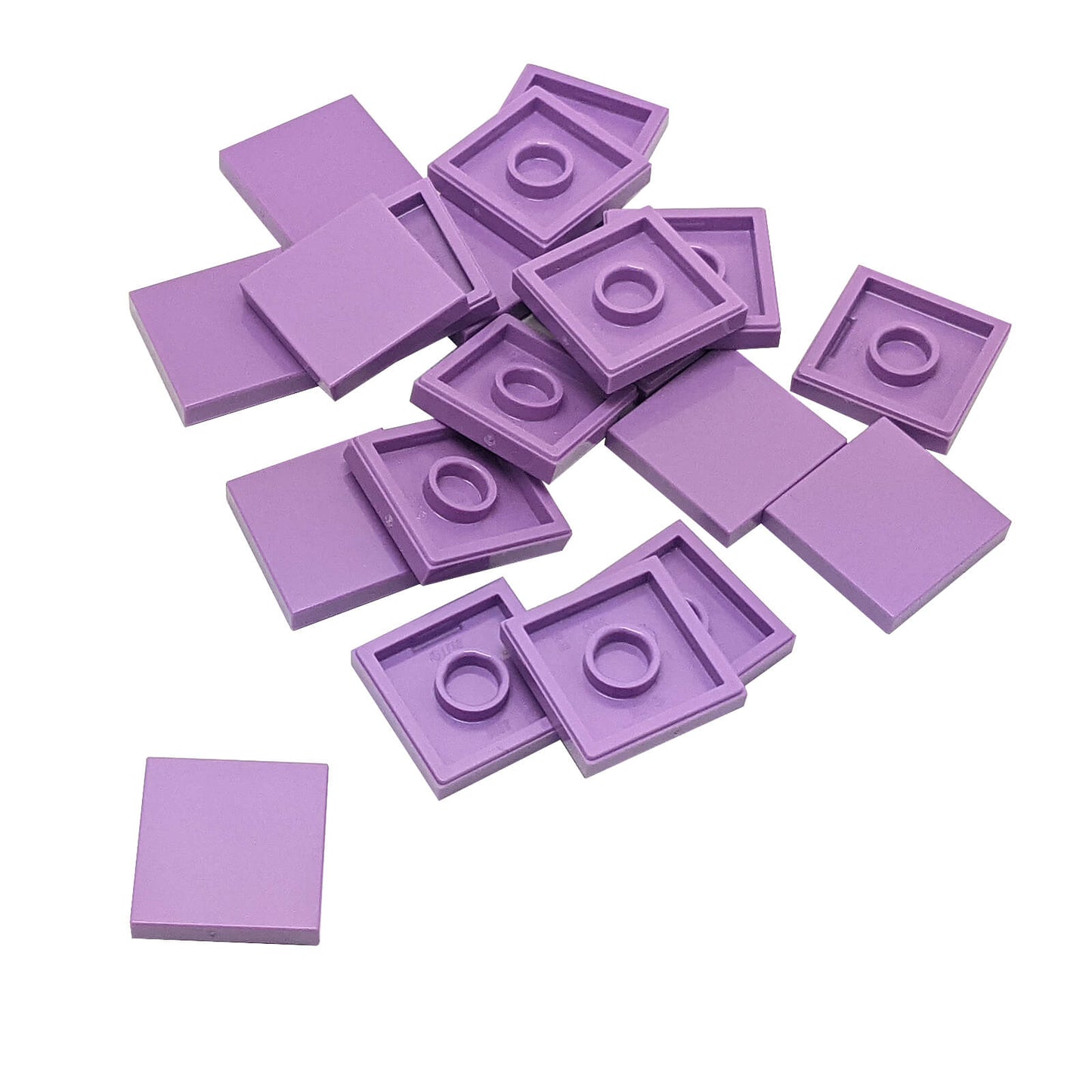 LEGO Tile 2 x 2 part 3068 with smooth square top and underside connection ring medium lavender