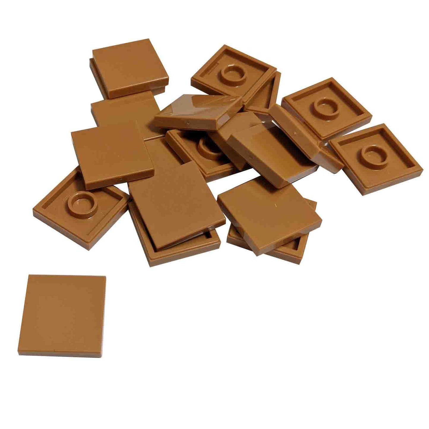 LEGO Tile 2 x 2 part 3068 with smooth square top and underside connection ring medium nougat