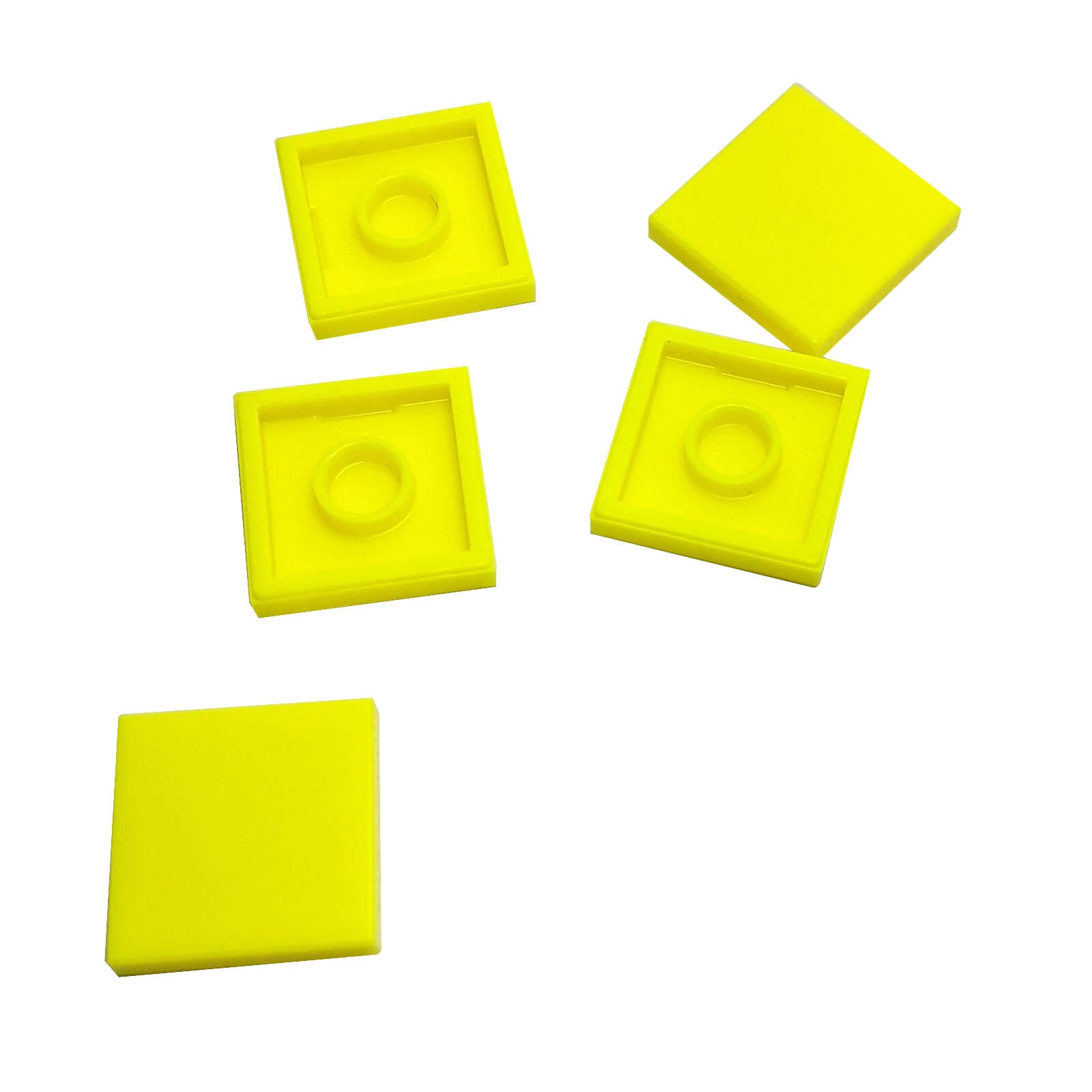 LEGO Tile 2 x 2 part 3068 with smooth square top and underside connection ring neon yellow