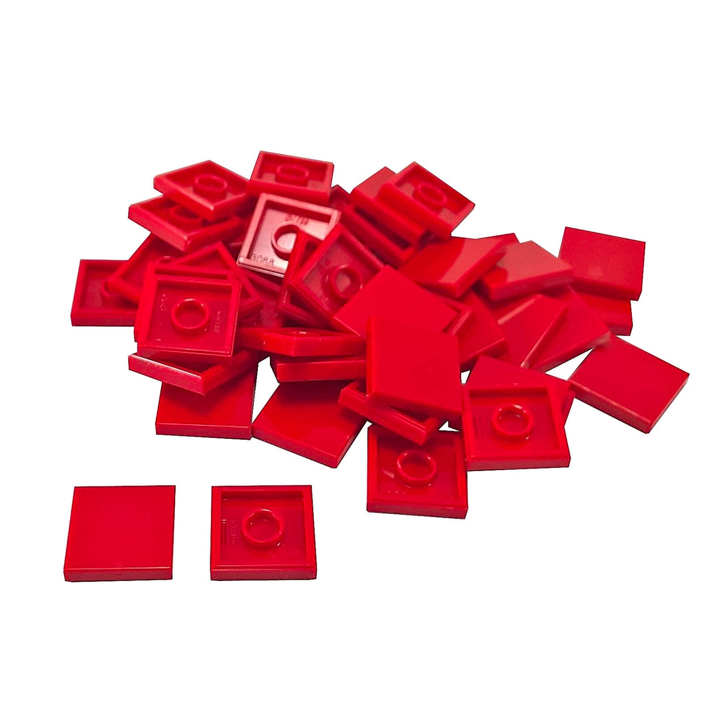 LEGO Tile 2 x 2 part 3068 with smooth square top and underside connection ring red