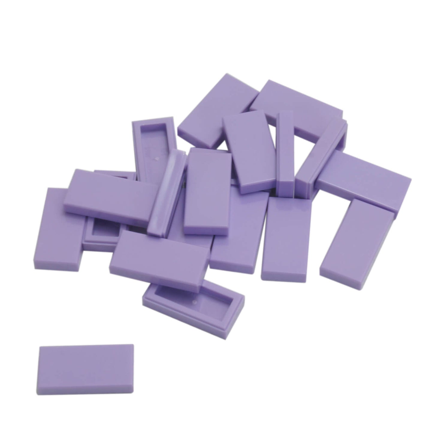 LEGO Tile 1 x 2 part 3069 with smooth rectangular top and recessed underside lavender