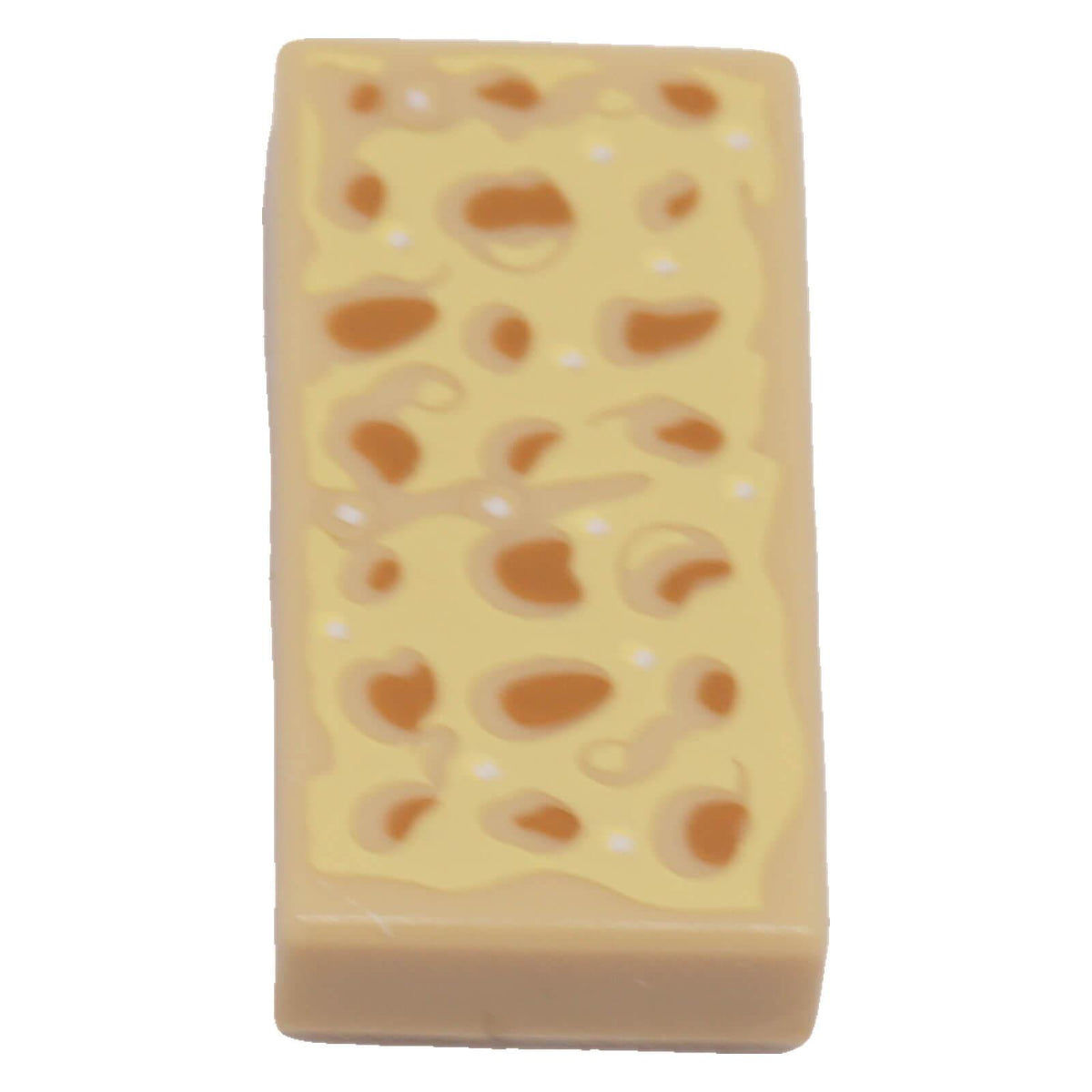LEGO® 3069pb1332 tan 1 x 2 tile with bright light yellow and medium nougat focaccia bread pattern