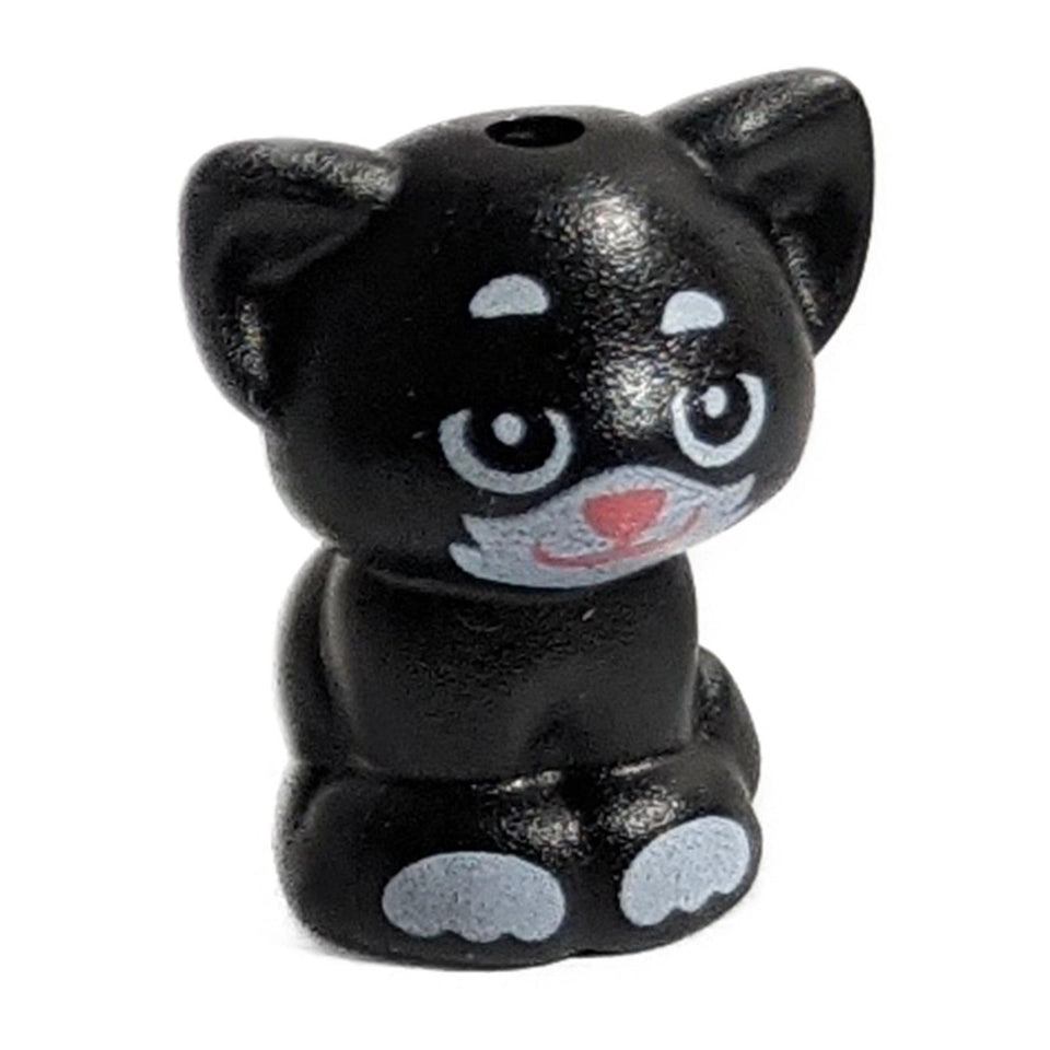 LEGO Baby Kitten, black with white eyes and coral nose, front view