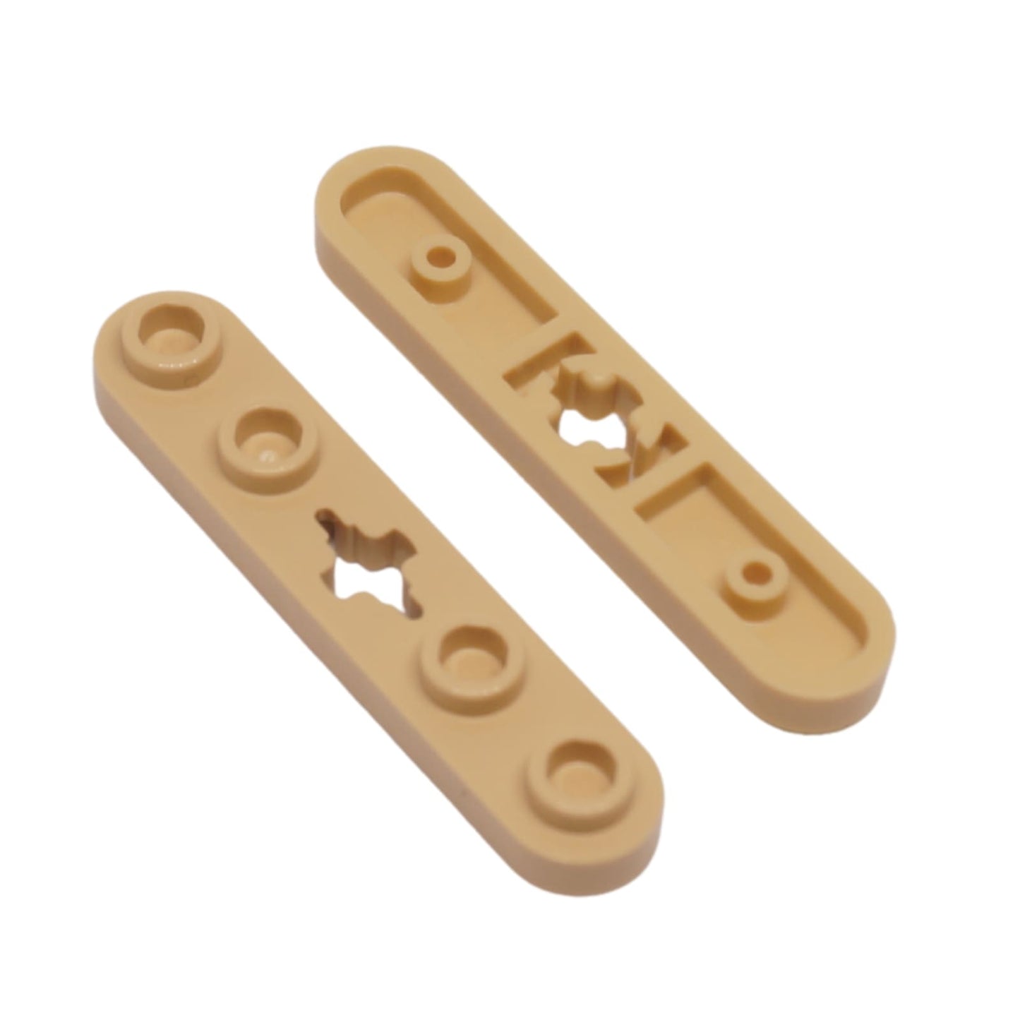 Tan technic plate 1x5 smooth ends 4 studs center axle hole part 32124
