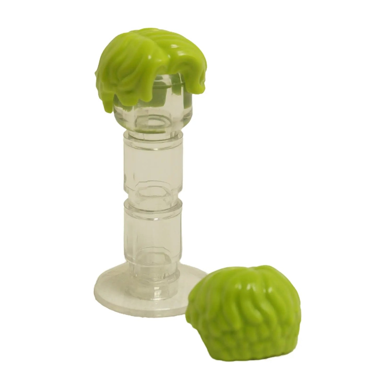 LEGO® minifigure hair piece 3277 with short wavy style parted on the right, suitable for modern character builds in lime.
