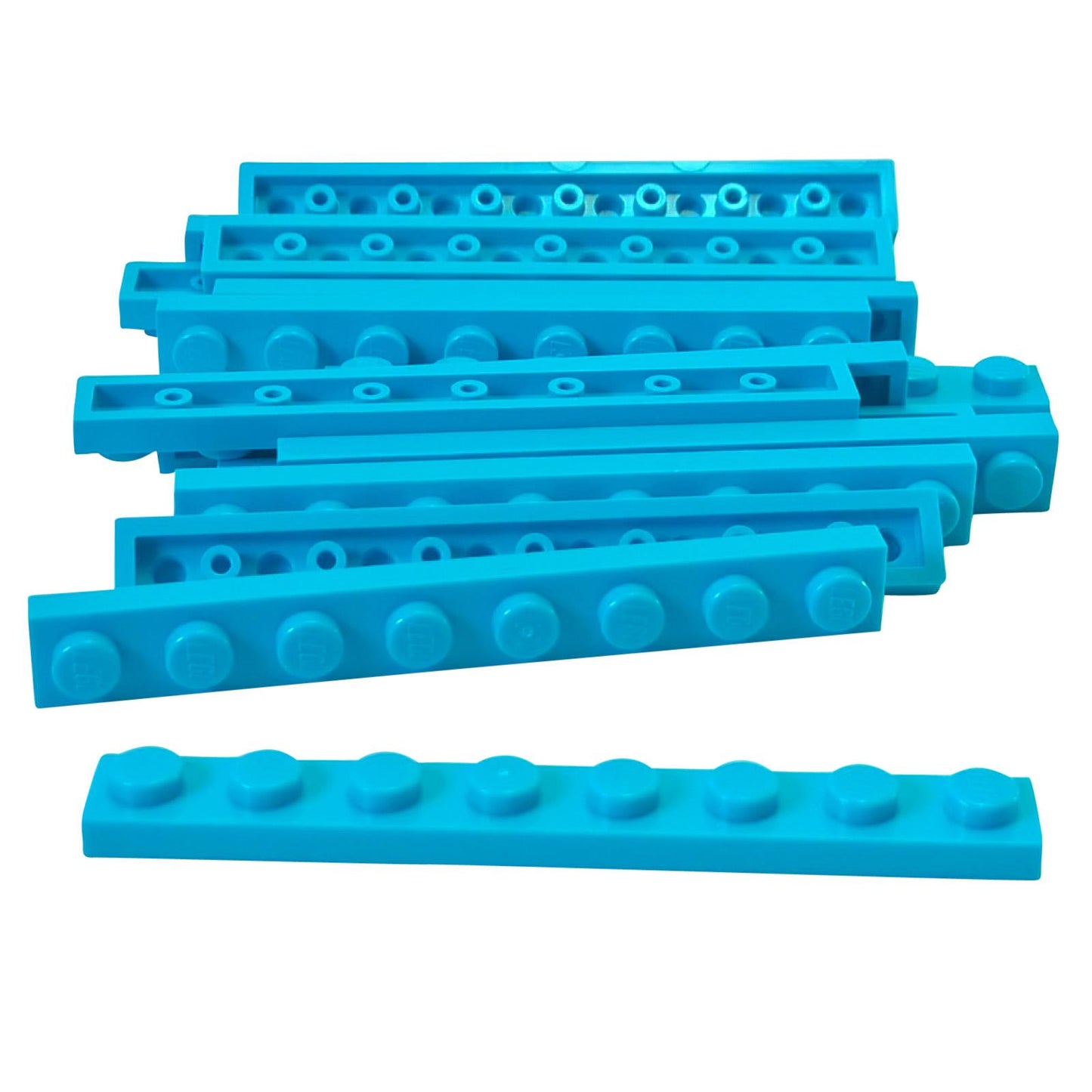 LEGO® Levy 1 x 8 (3460) pitkä kapea rakennusosa rakenteellista tukea ja yksityiskohtaisia tiilirakennelmia varten keskiyksivärisessä.