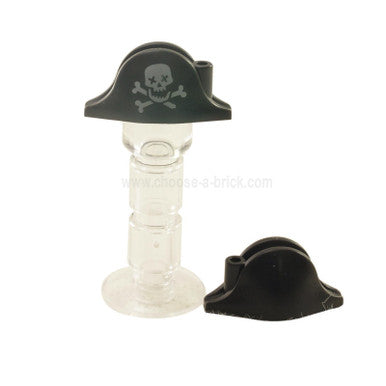 LEGO Pirate Bicorne hat, black with skull and crossbones, front and back view