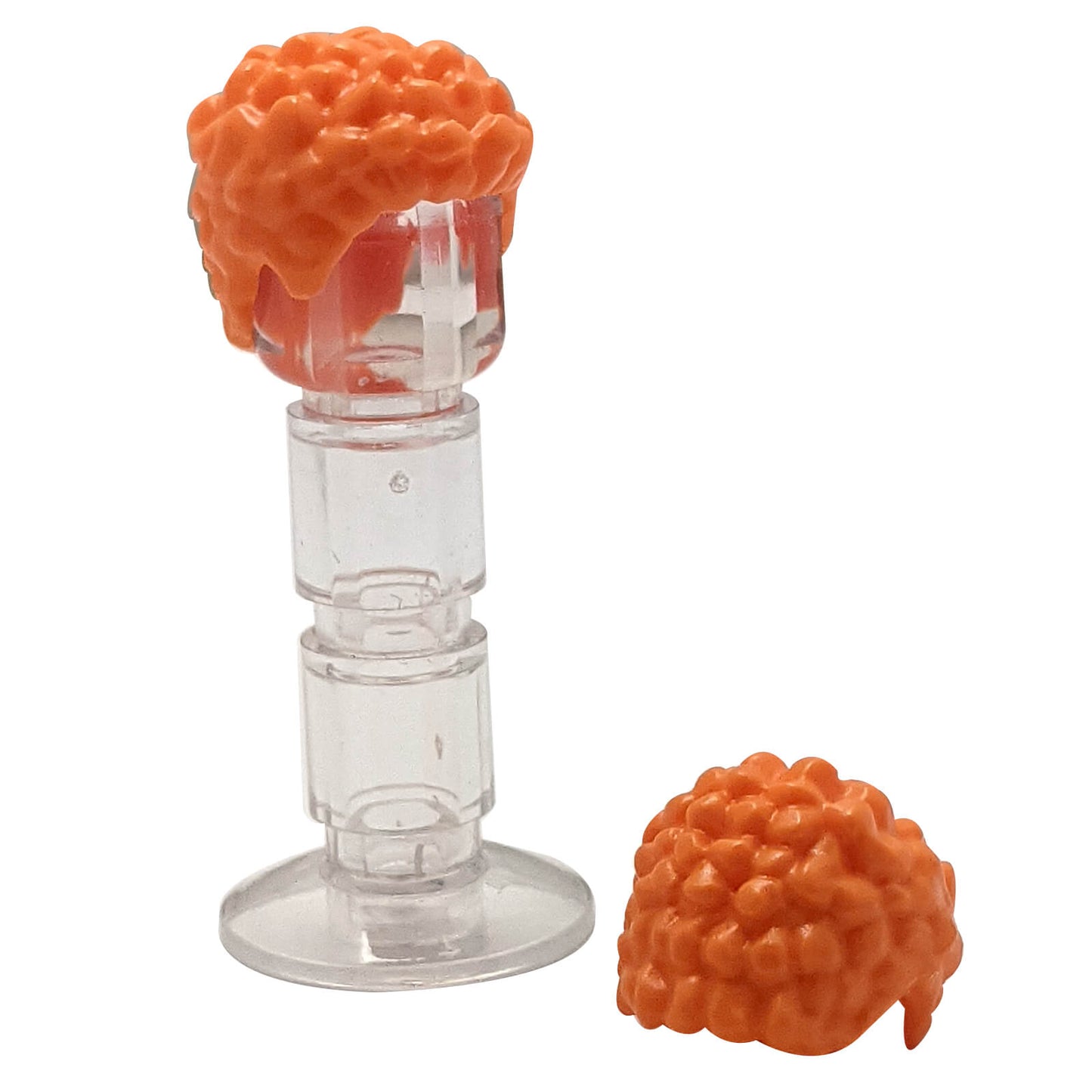 LEGO® hair piece 36060 short coiled minifigure hair with raised curl texture orange