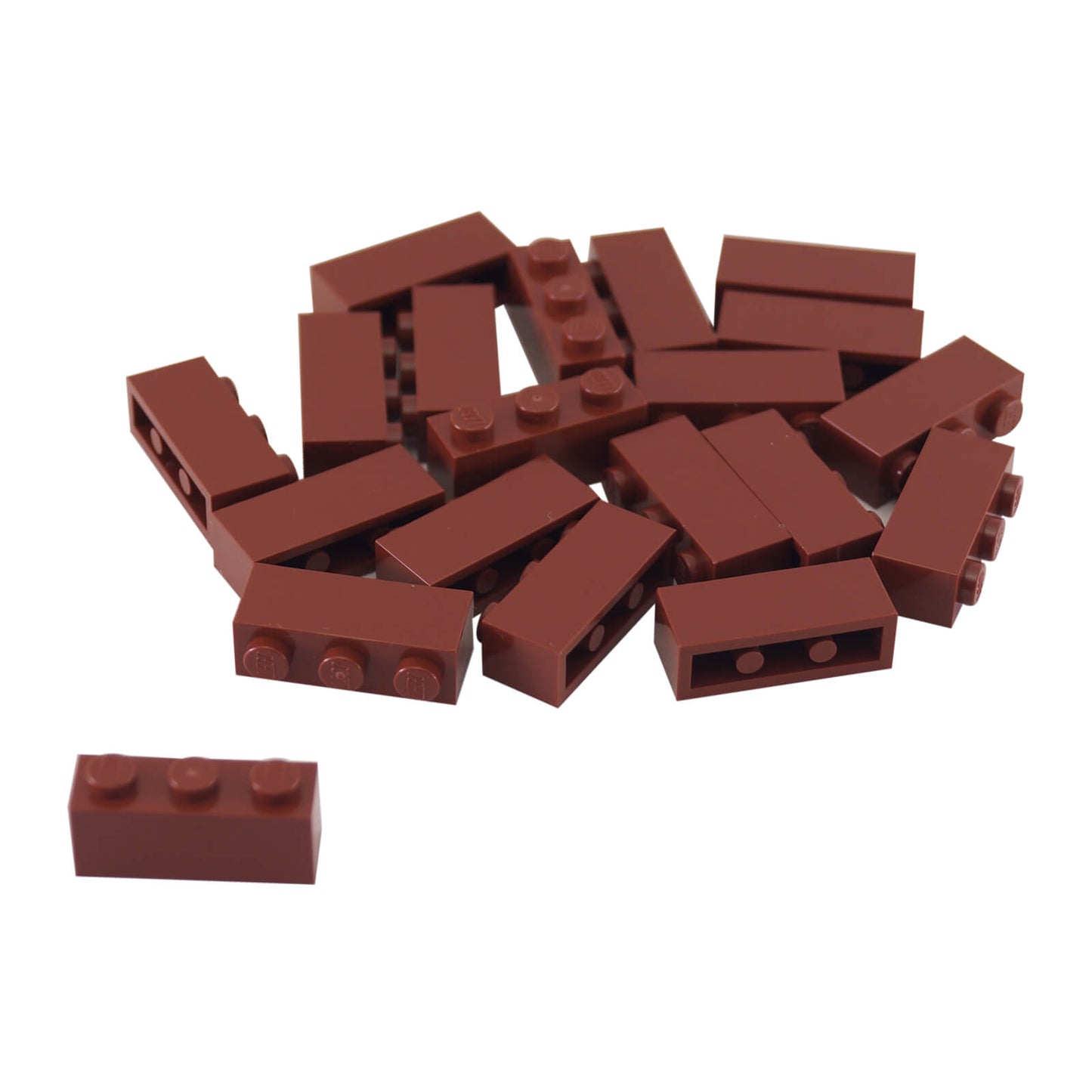 LEGO® Brick 1 x 3 (3622) standard rectangular building brick for structural layouts and detailed construction in reddish brown.