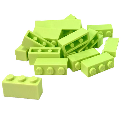 LEGO® Brick 1 x 3 (3622) standard rectangular building brick for structural layouts and detailed construction in yellowish green.
