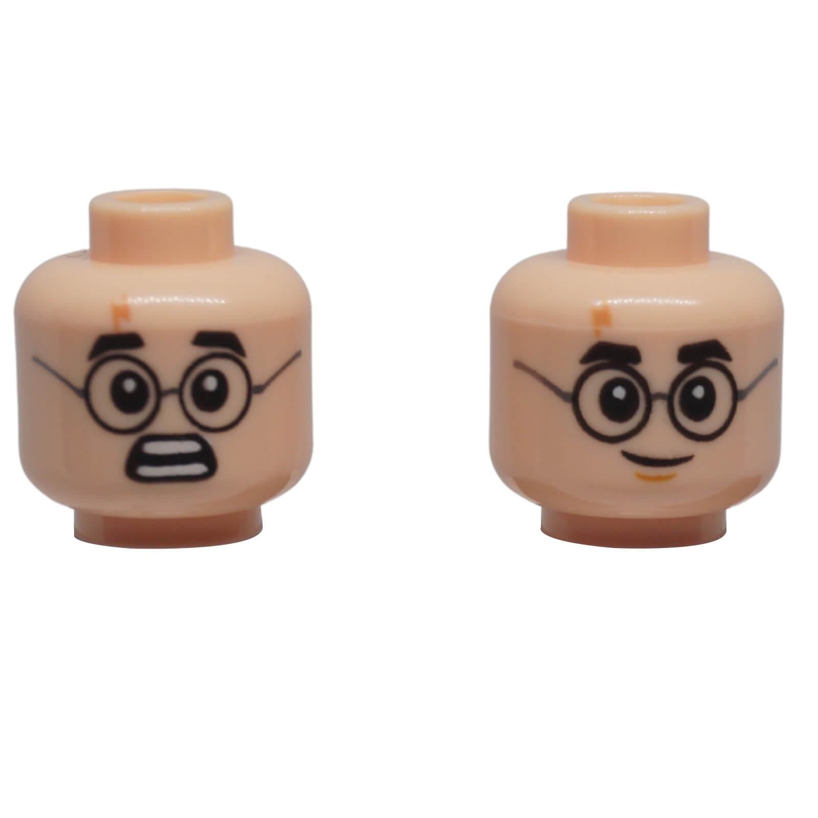 LEGO Harry Potter dual-sided minifigure head 3626pb2168 with round glasses and lightning scar
