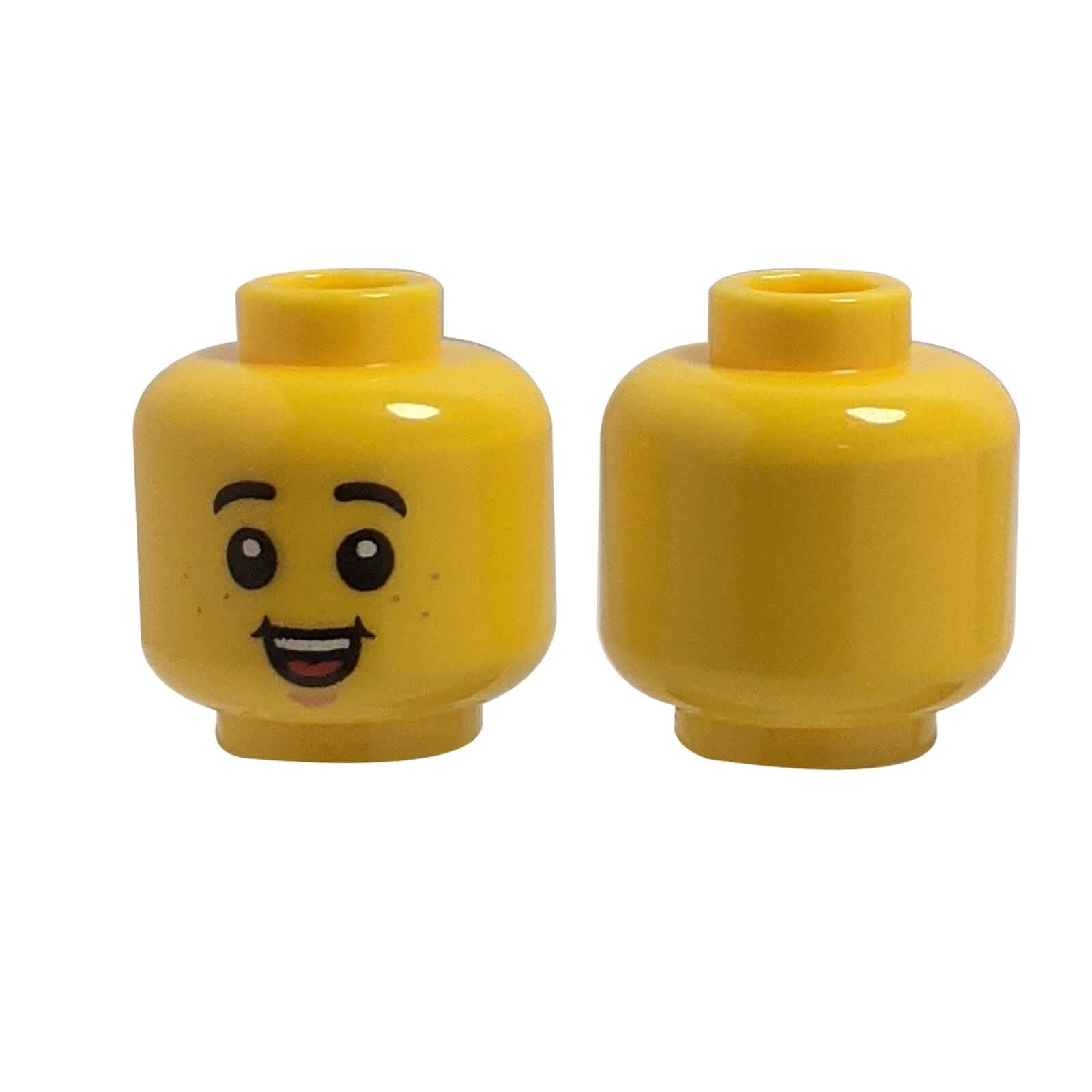LEGO® minifigure head 3626pb2727 child face with freckles open mouth smile and red tongue print