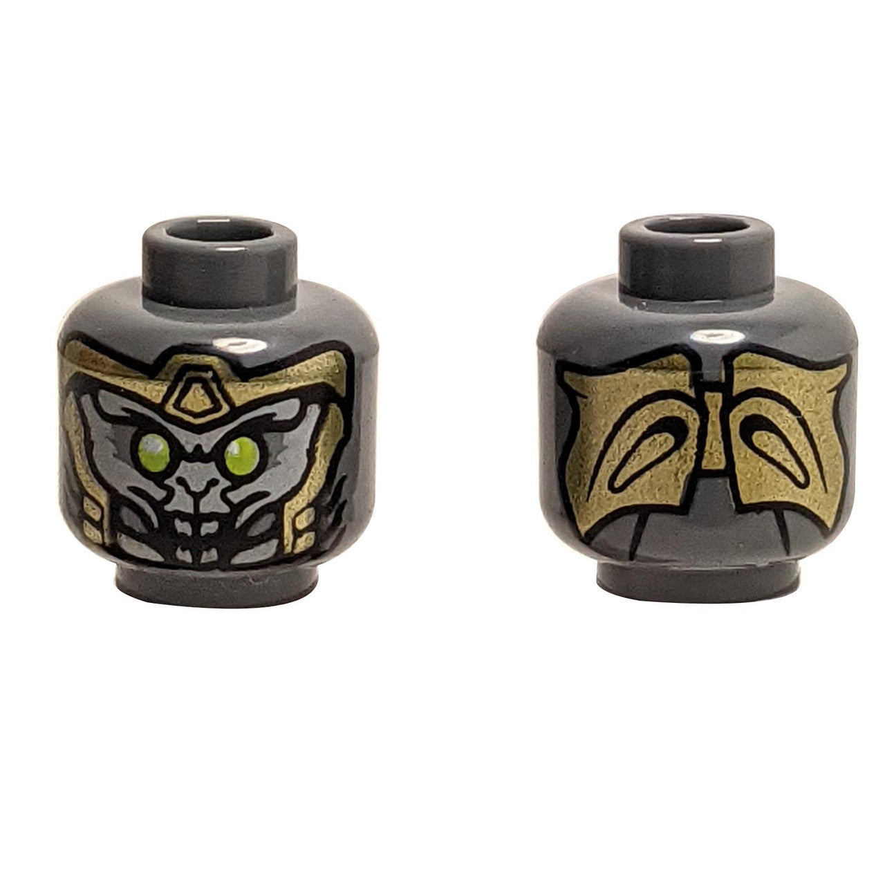 Pièce LEGO Tête d'Alien - Armure Dorée - Vue de Face.