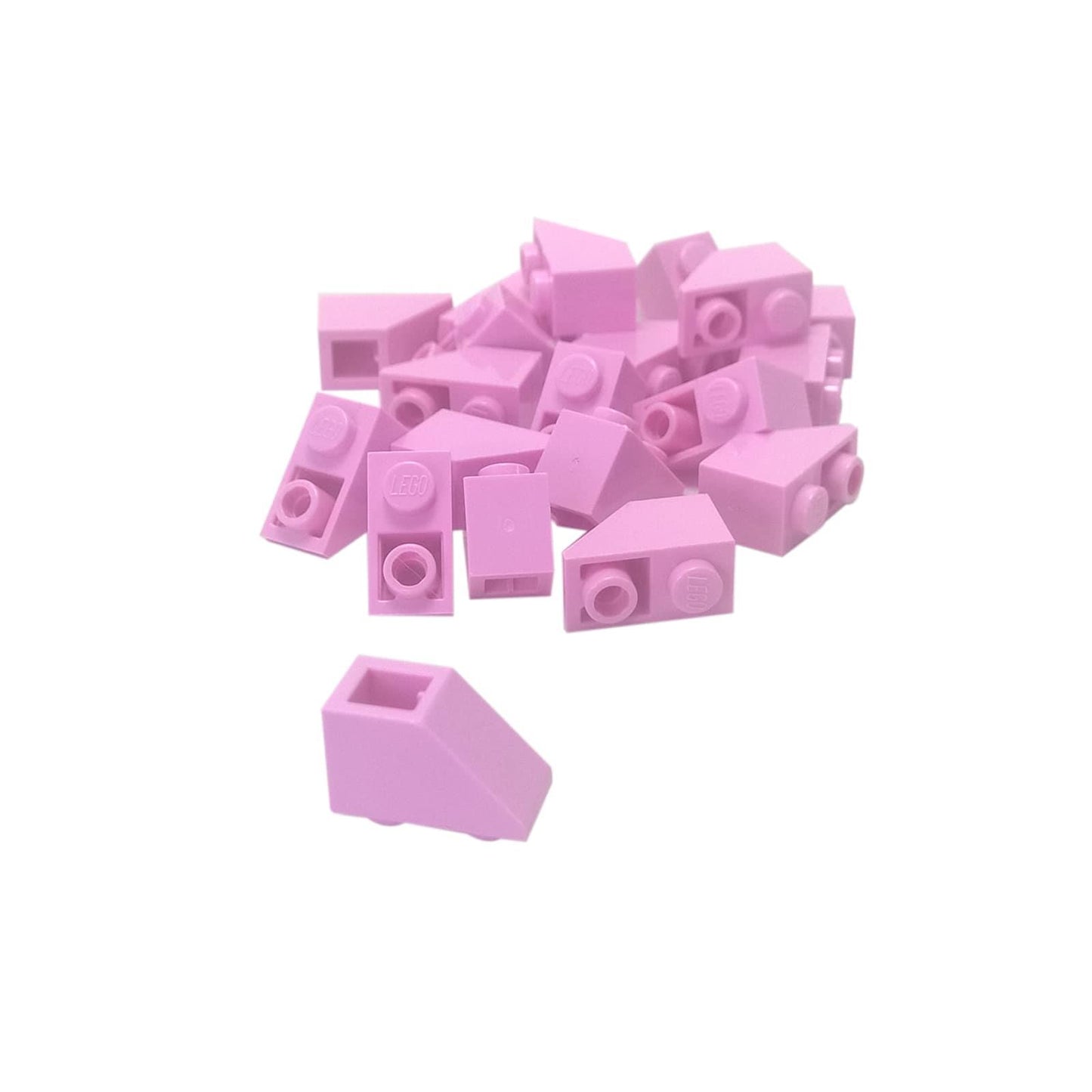 LEGO® pieza de pendiente invertida de 45 grados 2x1 3665 utilizada para detalles angulados y modelado en la parte inferior, rosa brillante
