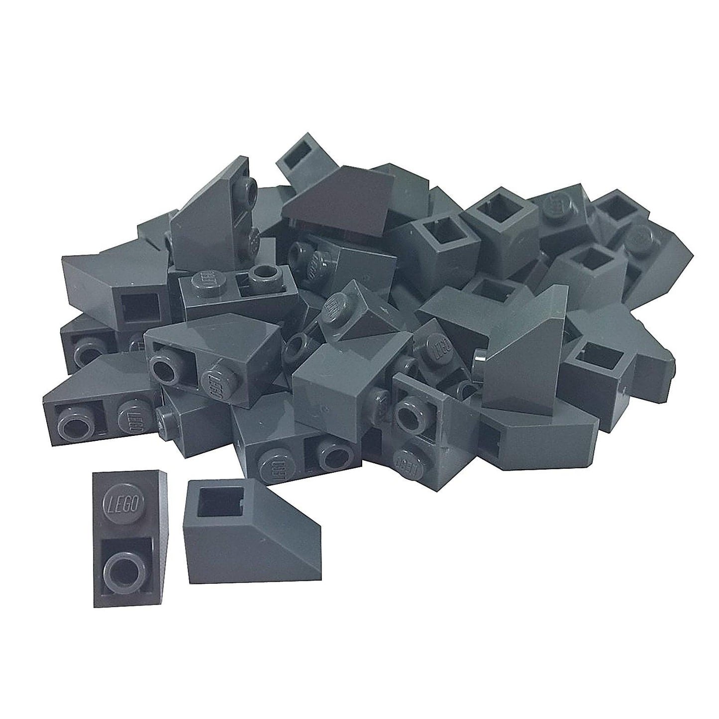LEGO® pieza de pendiente invertida de 45 grados 2x1 3665 utilizada para detalles angulados y modelado en la parte inferior, gris azulado oscuro
