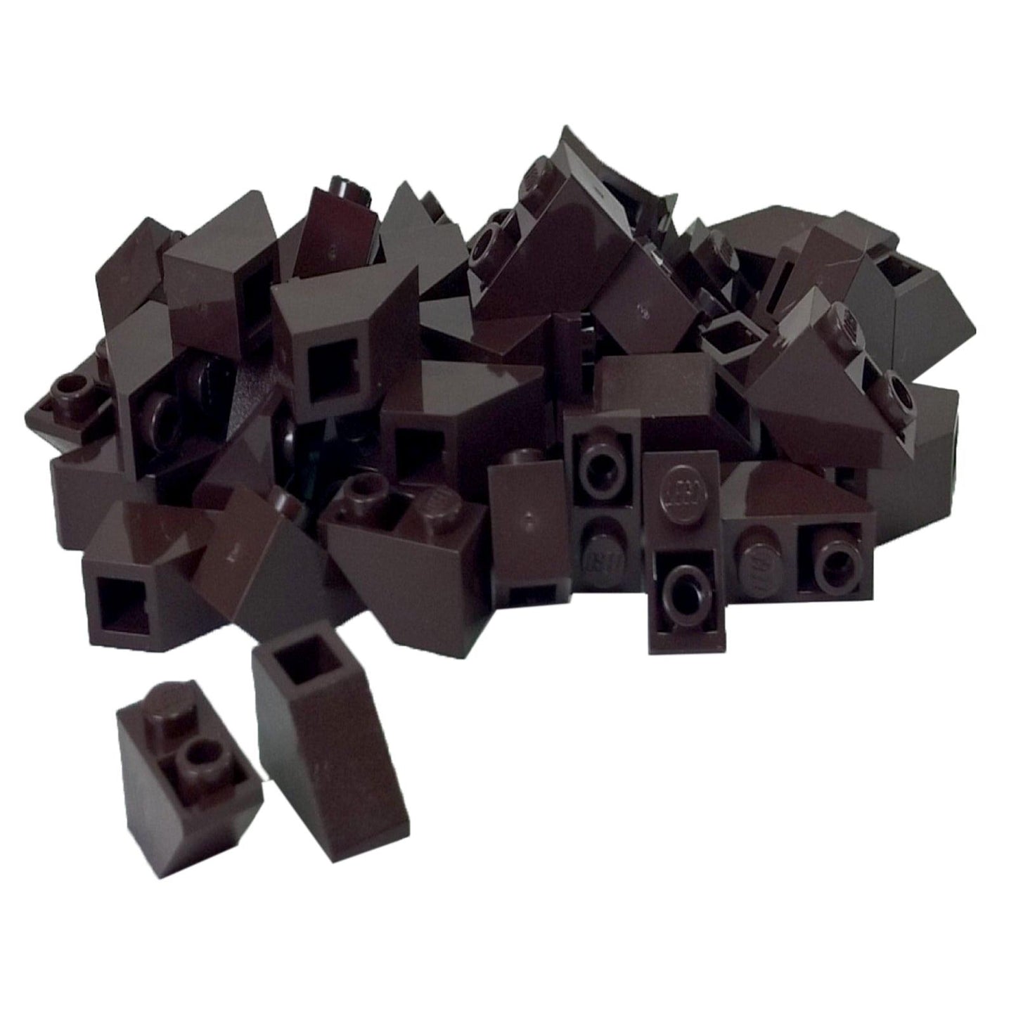 LEGO® pieza de pendiente invertida de 45 grados 2x1 3665 utilizada para detalles angulados y modelado en la parte inferior, marrón oscuro
