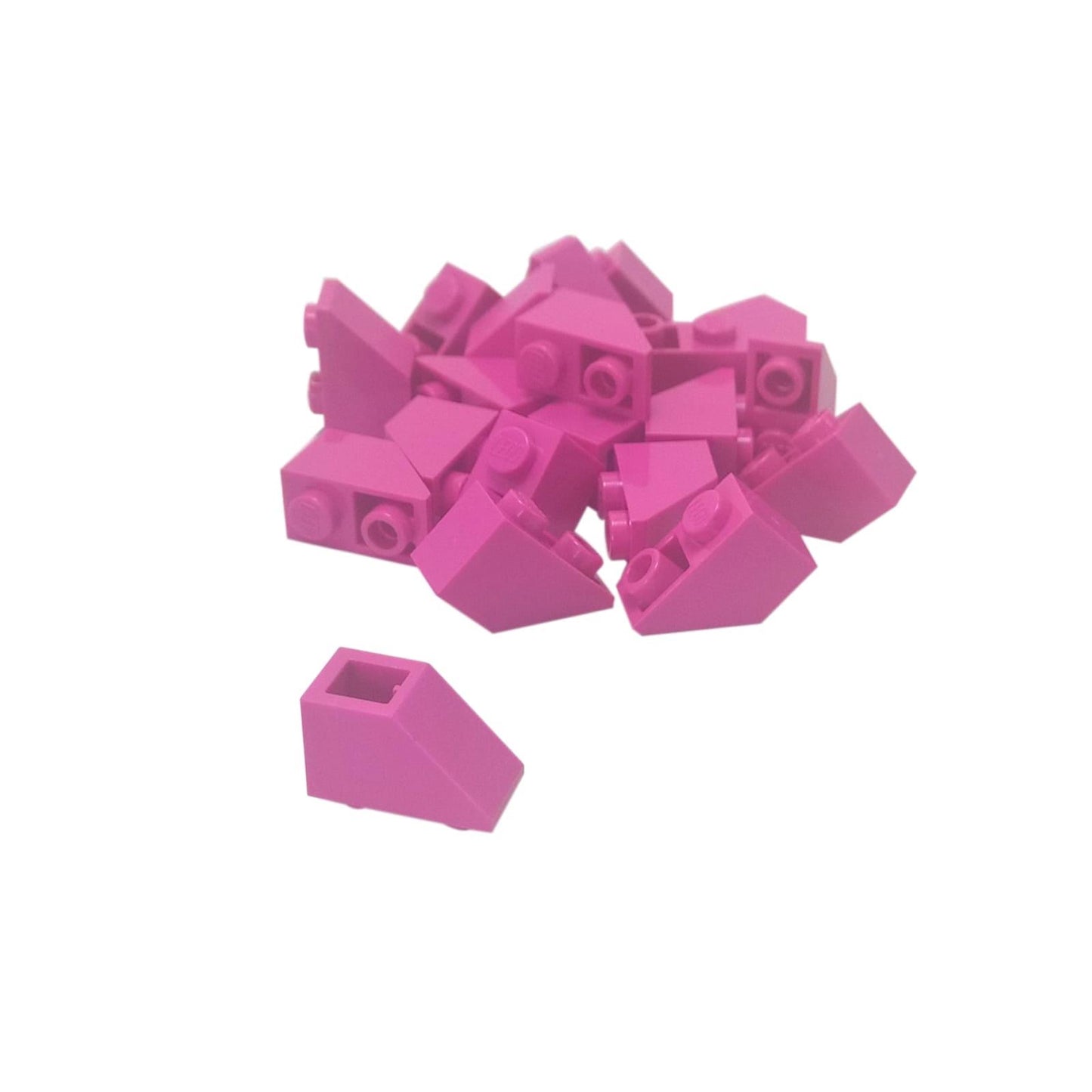 LEGO® pieza de pendiente invertida de 45 grados 2x1 3665 utilizada para detalles angulados y modelado en la parte inferior, rosa oscuro
