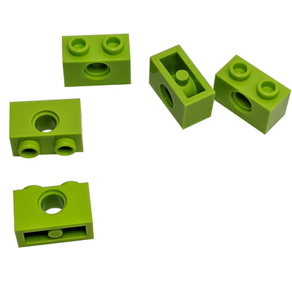 LEGO Technic Brick 1 x 2 with Hole in Lime (Part 3700) used for pins, axles, and Technic connections in custom LEGO builds