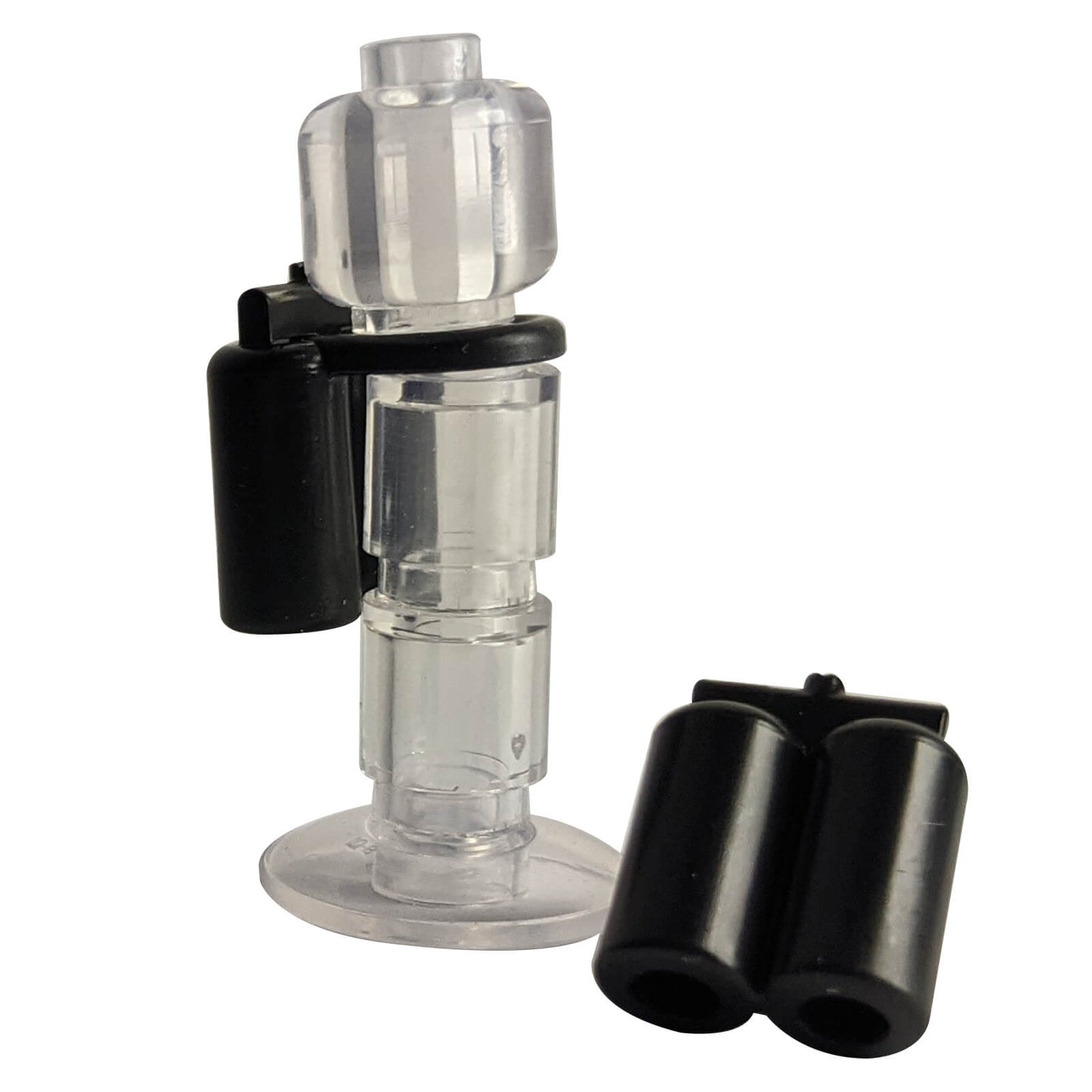 LEGO® minifigure air tank (part 3838) in black with twin oxygen cylinders used for scuba diver, space, or breathing apparatus accessories
