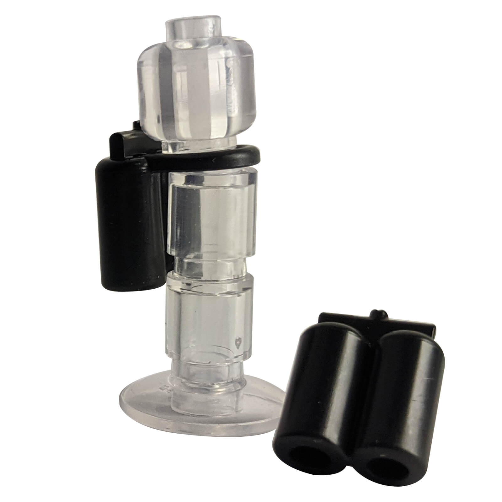 LEGO® minifigure air tank (part 3838) in black with twin oxygen cylinders used for scuba diver, space, or breathing apparatus accessories
