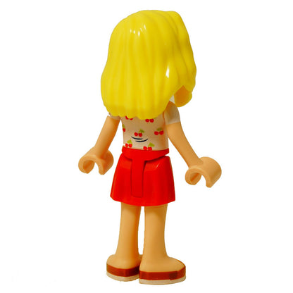 LEGO® Muñeca mini de Friends Matilde con blusa de cereza, falda roja y zapatos naranja oscuro frnd774 vista trasera