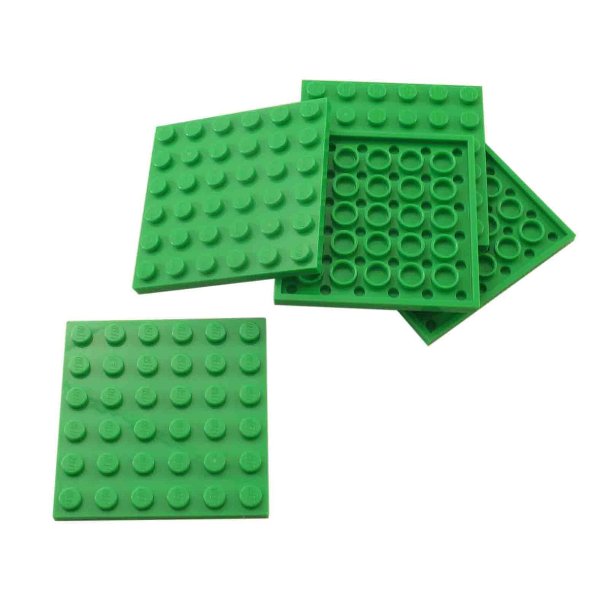 LEGO® Plate 6x6 in durable Bright Green plastic, perfect for building bases, platforms, and sturdy structural MOCs.
